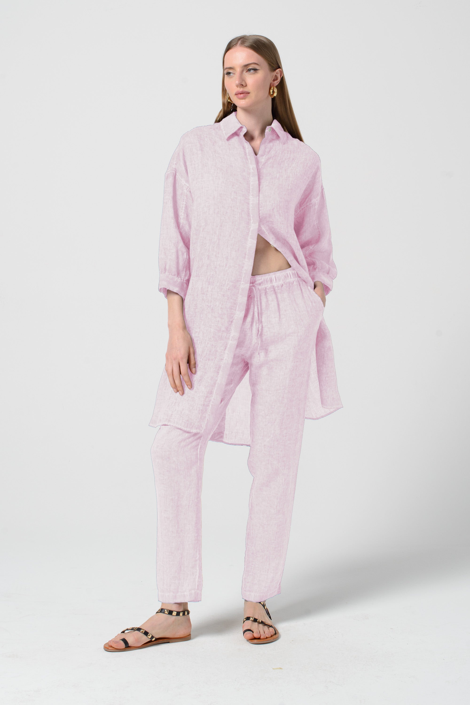 Lady Linen Shirtdress - Rose
