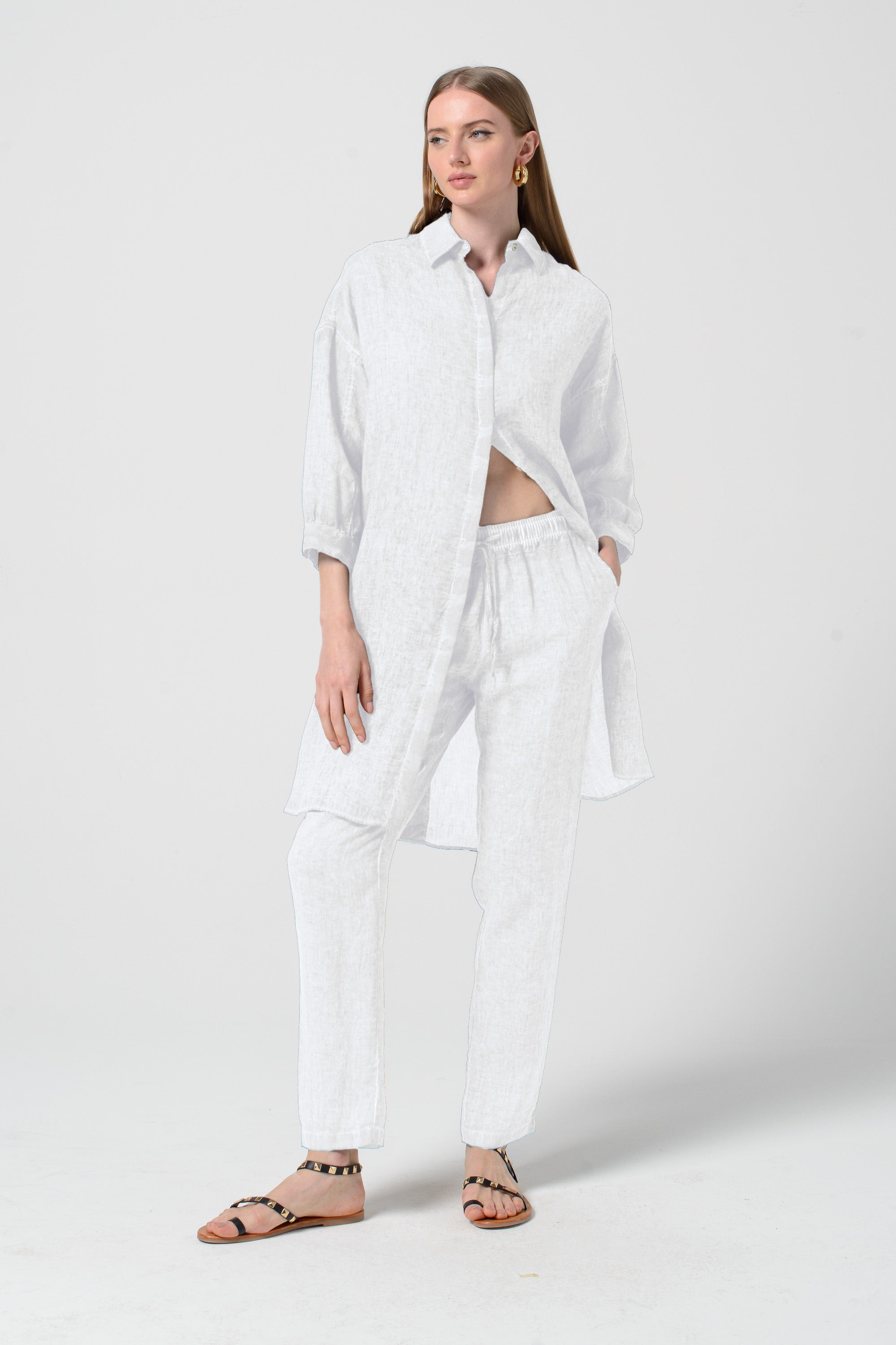 Lady Linen Shirtdress - White
