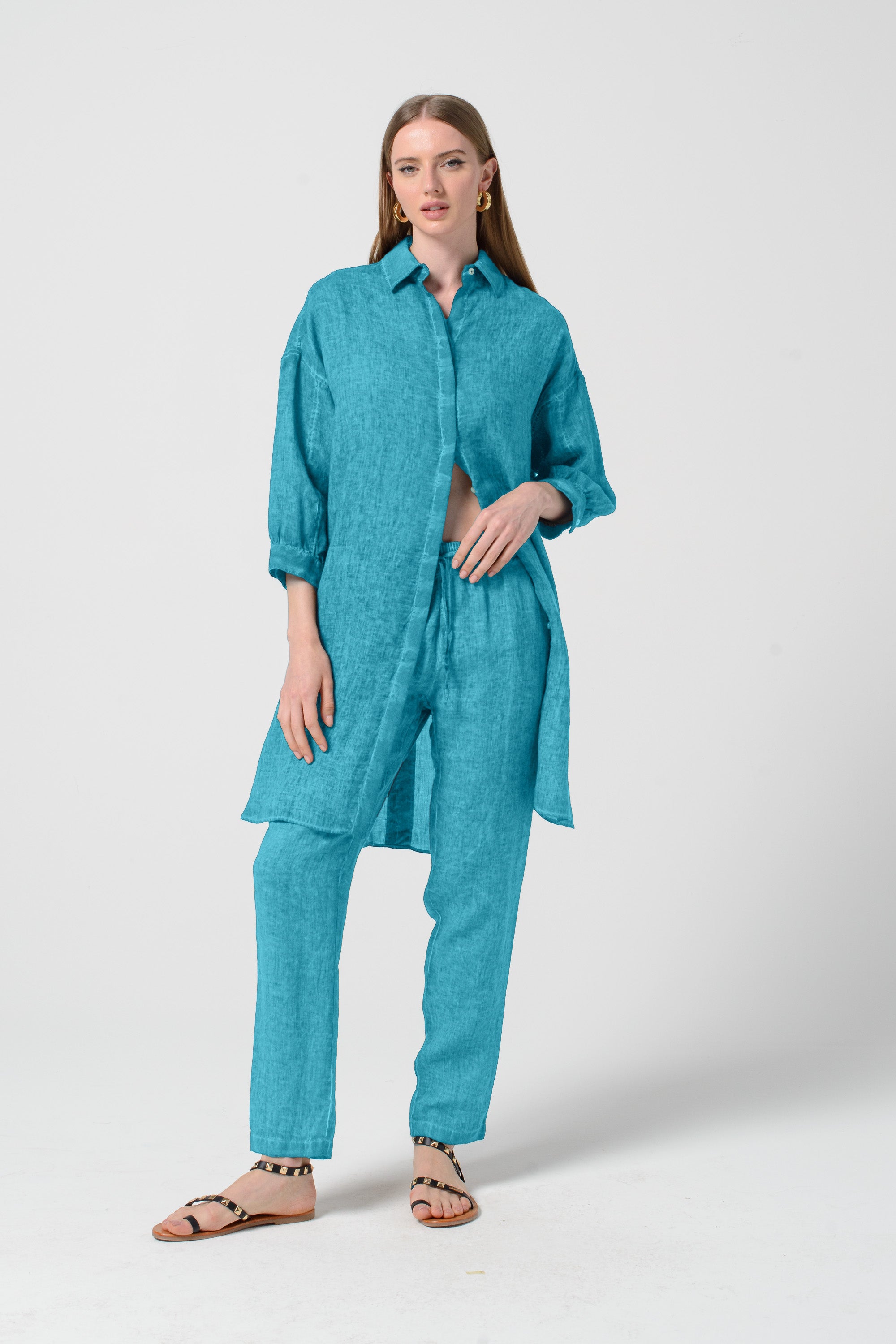 Lady Linen Shirtdress - Nettuno
