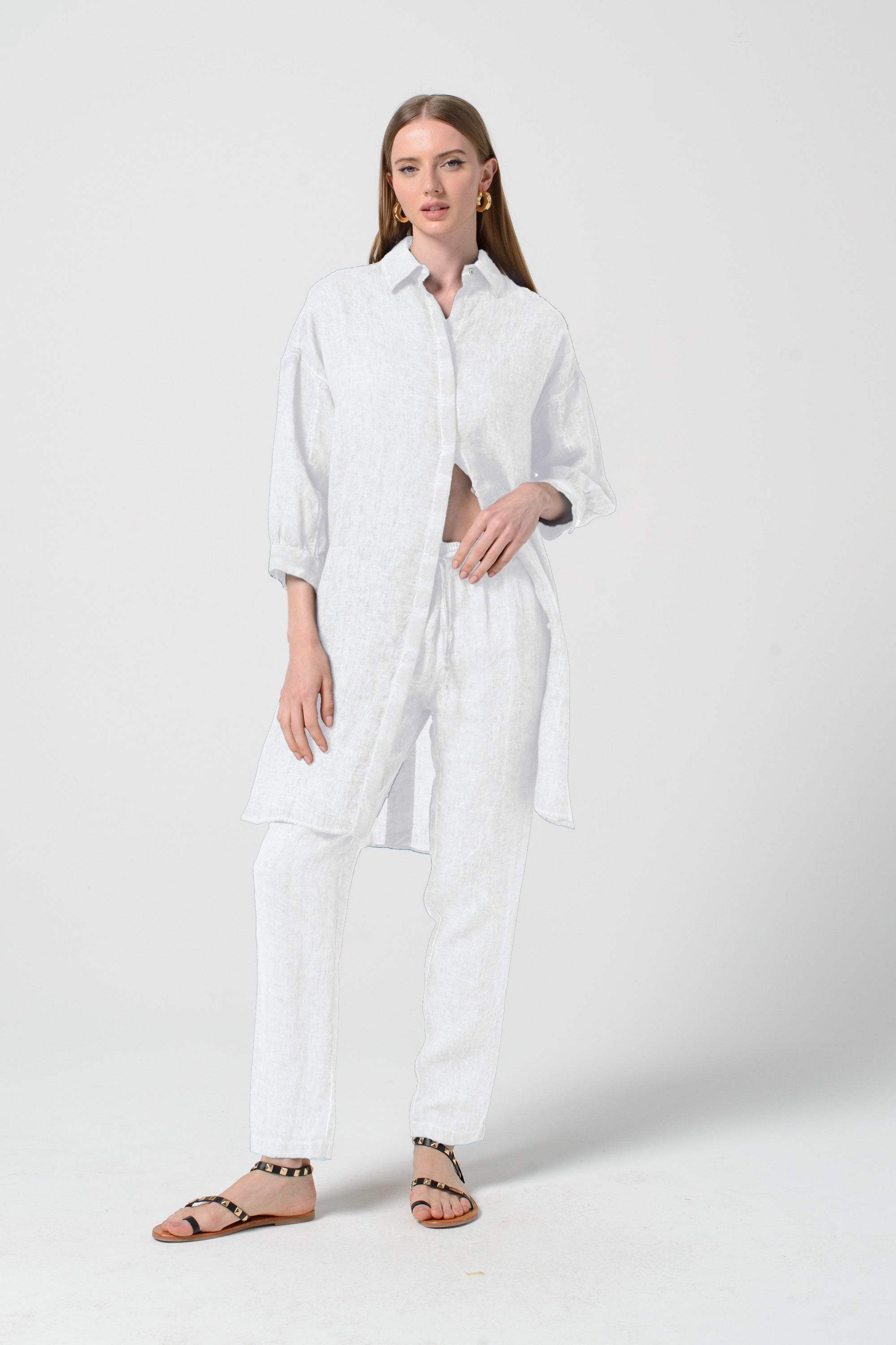 Lady Linen Shirtdress - White