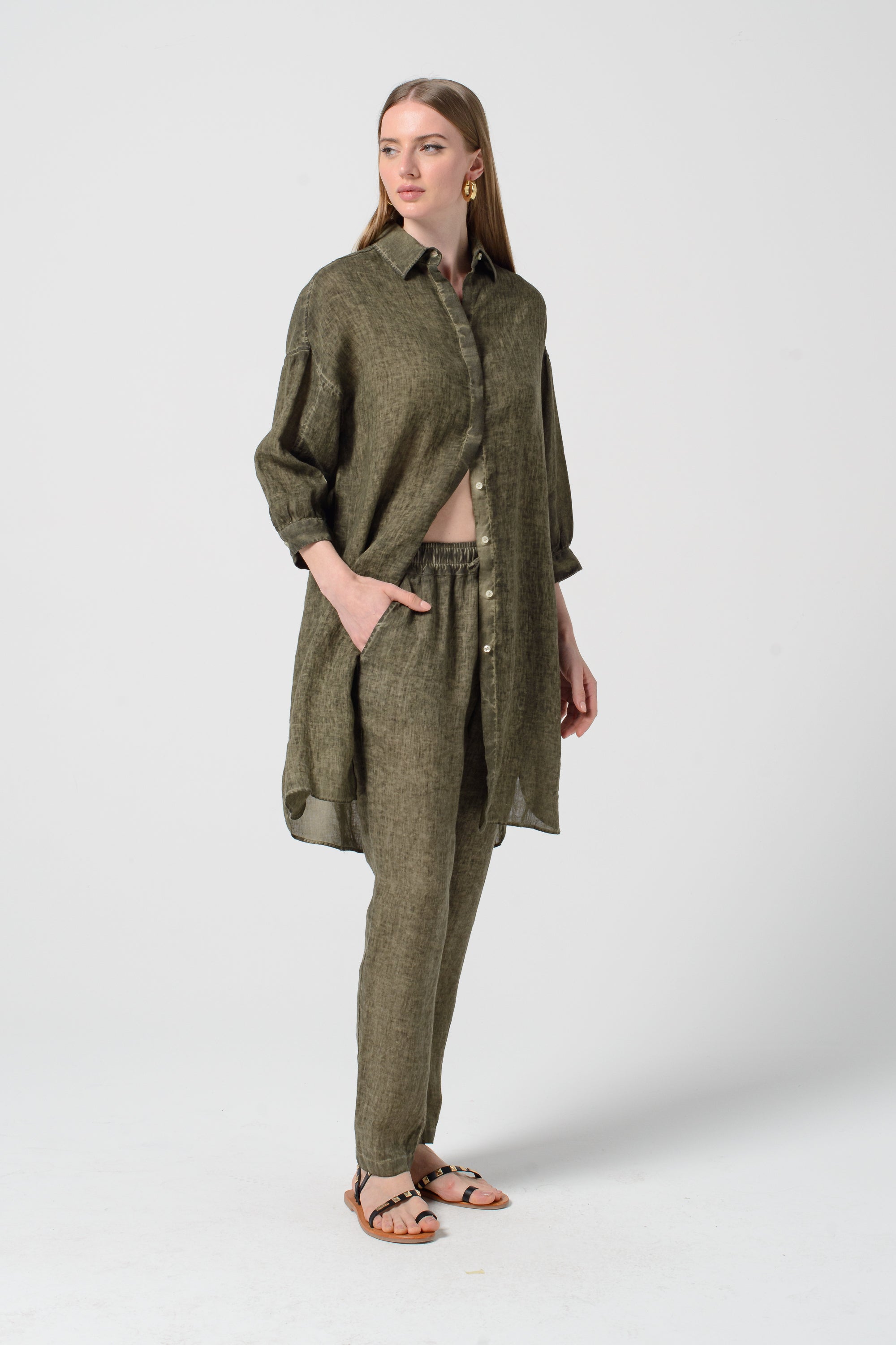Lady Linen Shirtdress - Willow
