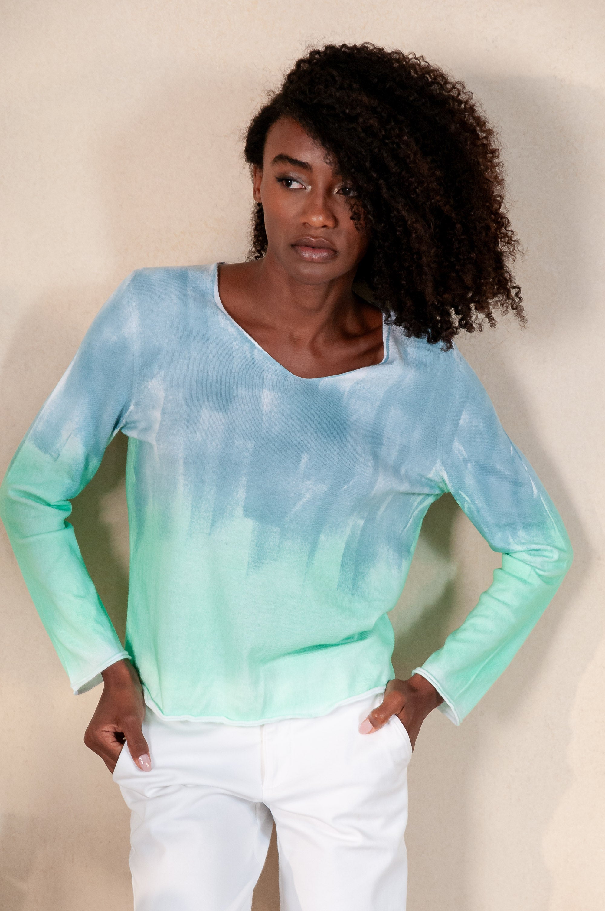 Serena Knit in Seaside Art - Marina