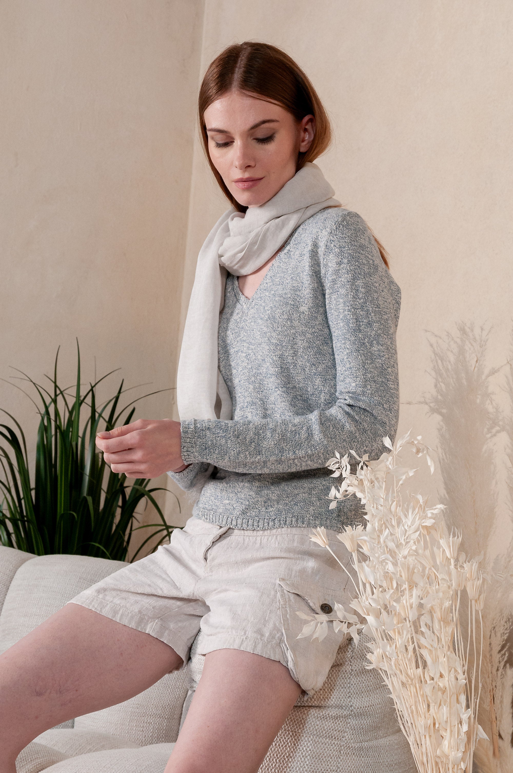 Monaco V Knit - Melange White