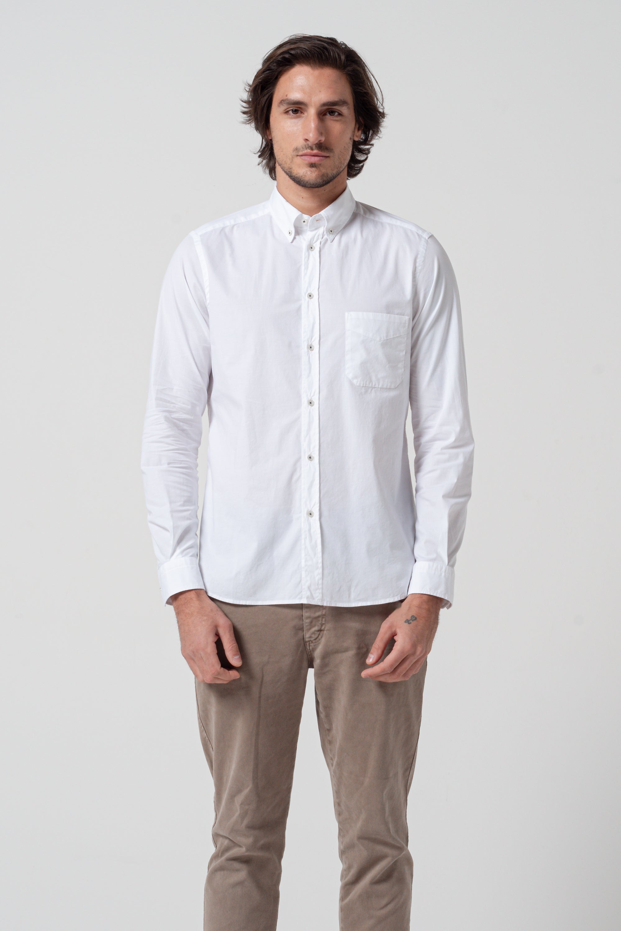 Button Down Poplin Shirt - White