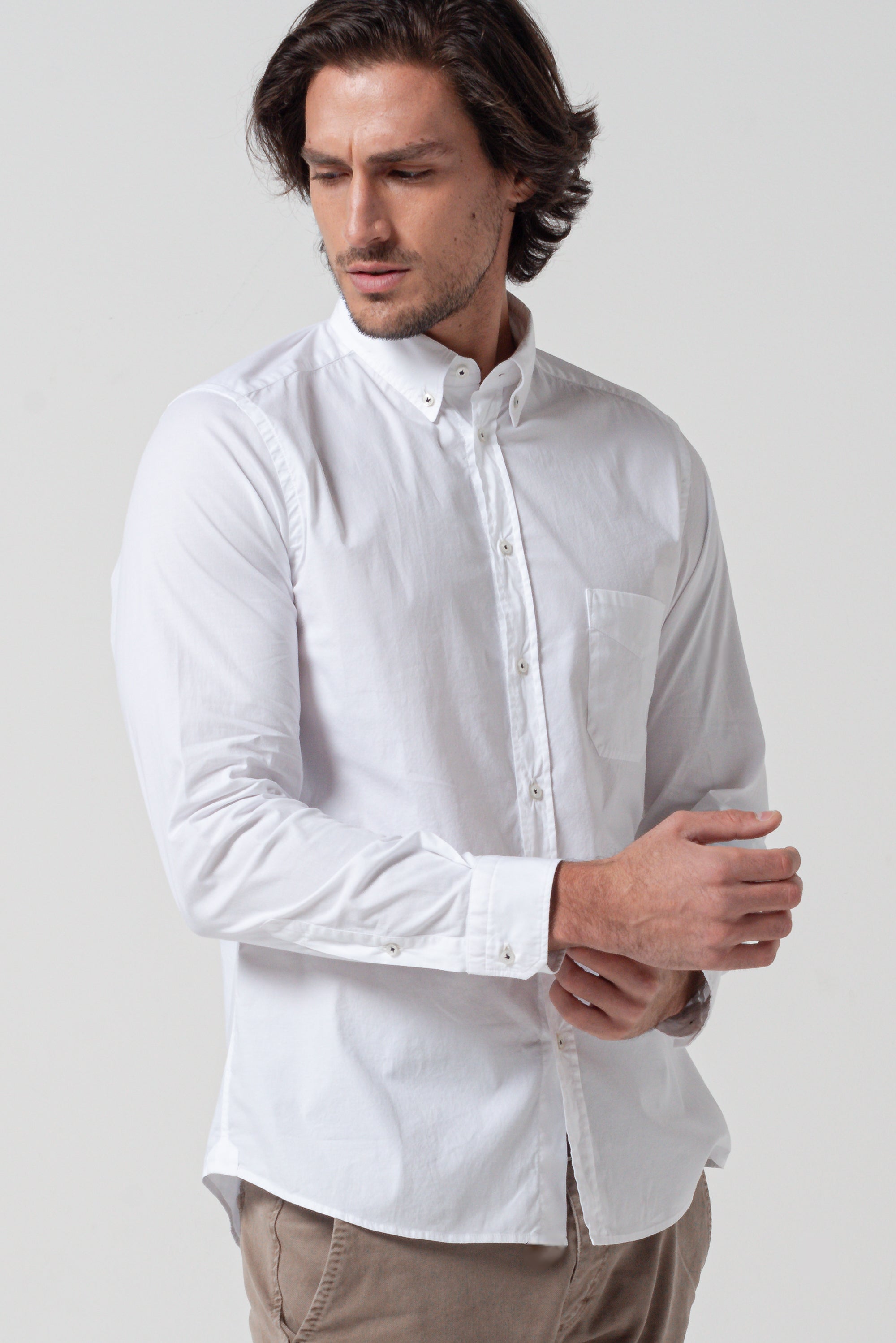 Button Down Poplin Shirt - White