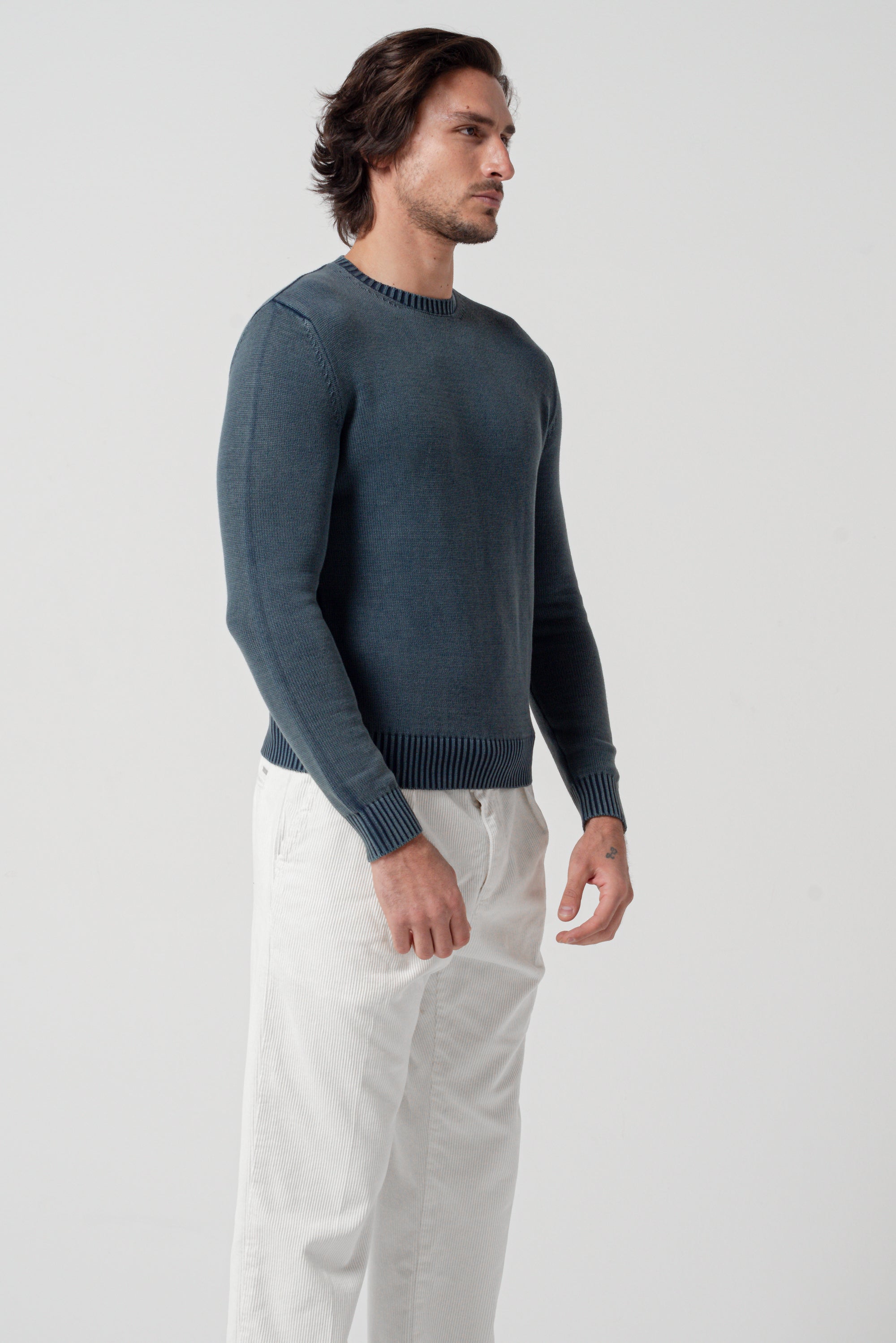 Bors - Chunky Cotton Crewneck - Serpentino
