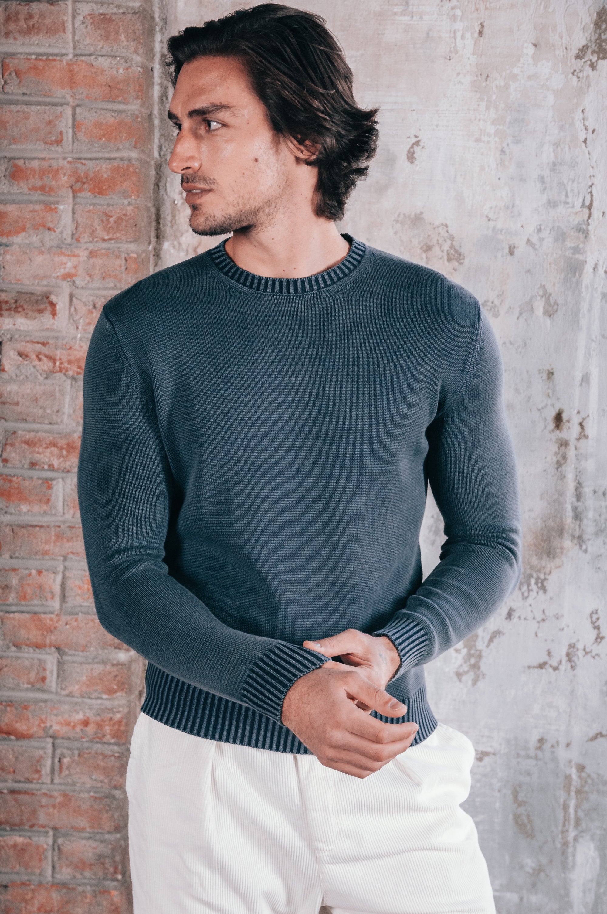 Bors - Chunky Cotton Crewneck - Serpentino