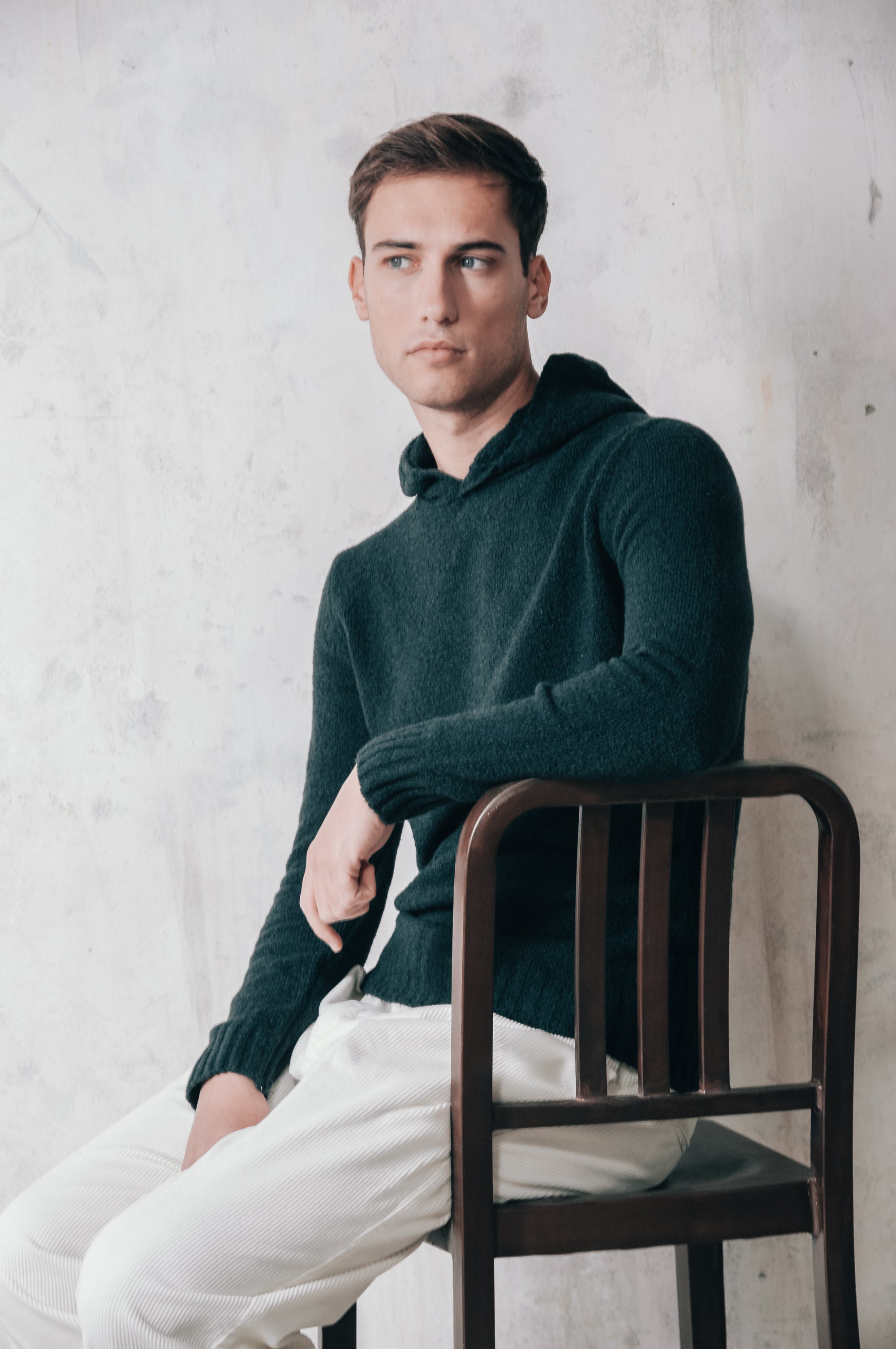Holz - Chunky Cotton Knit Hoodie - British