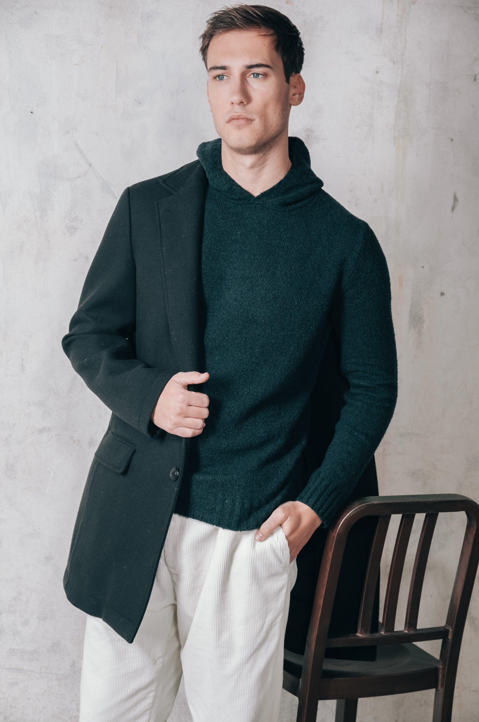 Holz - Chunky Cotton Knit Hoodie - British