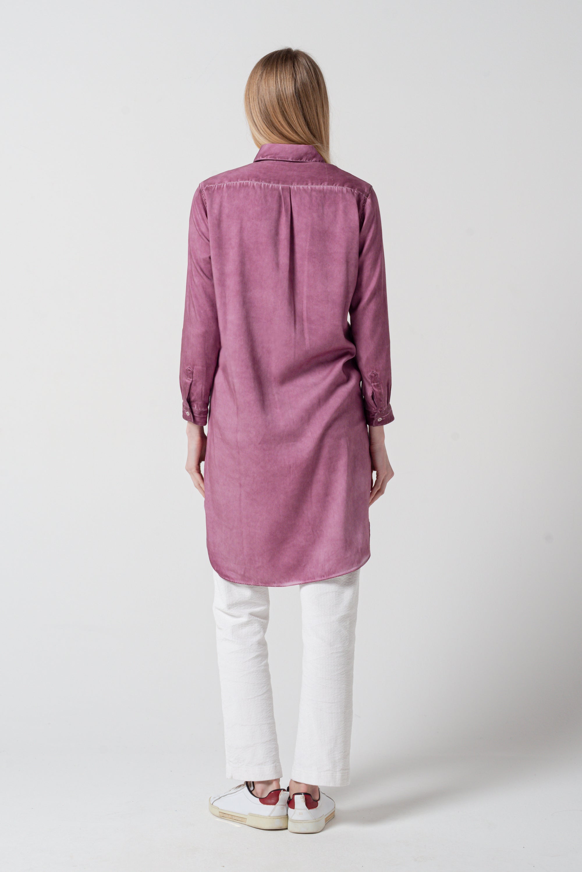 Madison Stretchy Satin Shirtdress - Vino