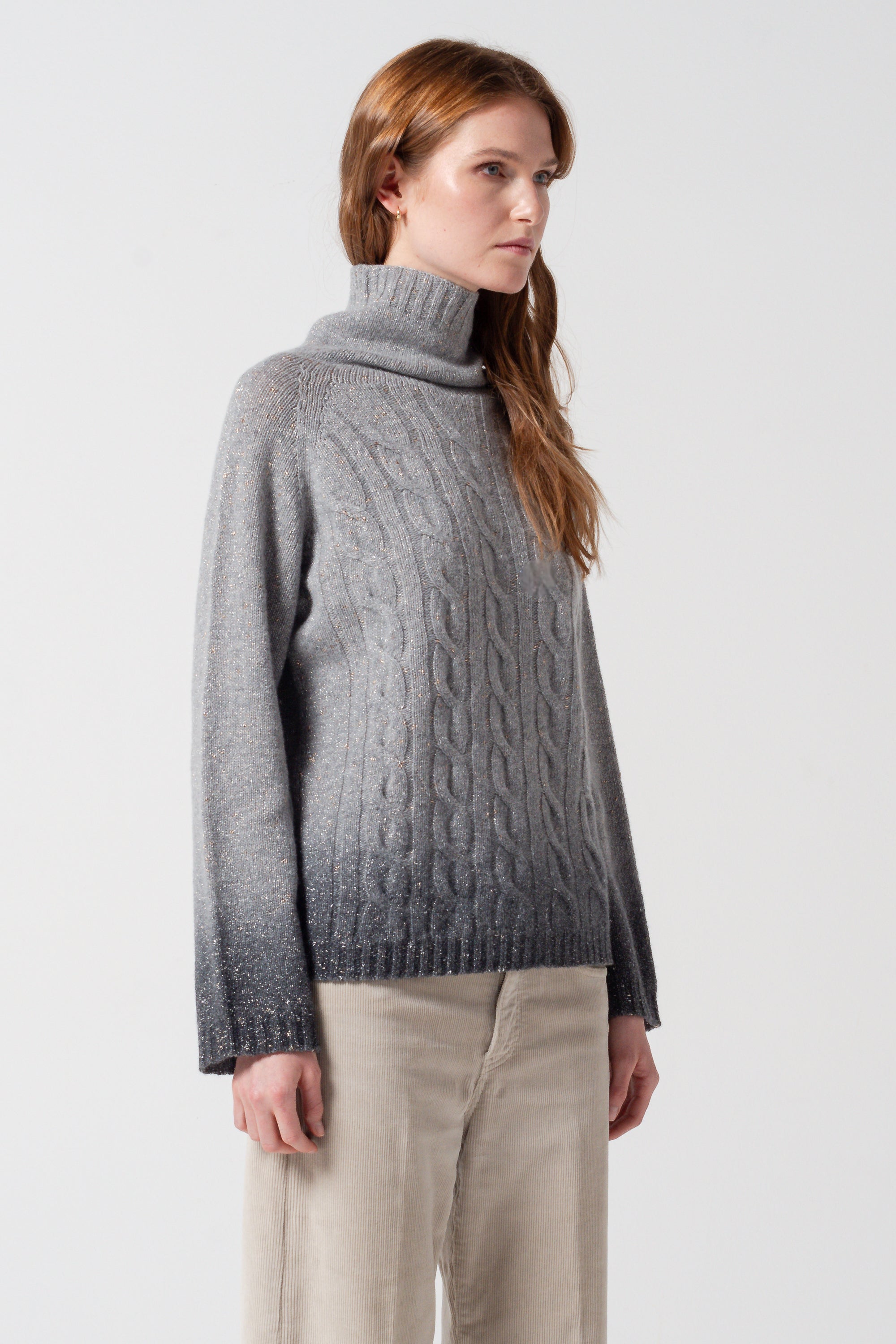 Dalton Eclissi Shades - Cable High Neck w Lurex - Luna Shaded