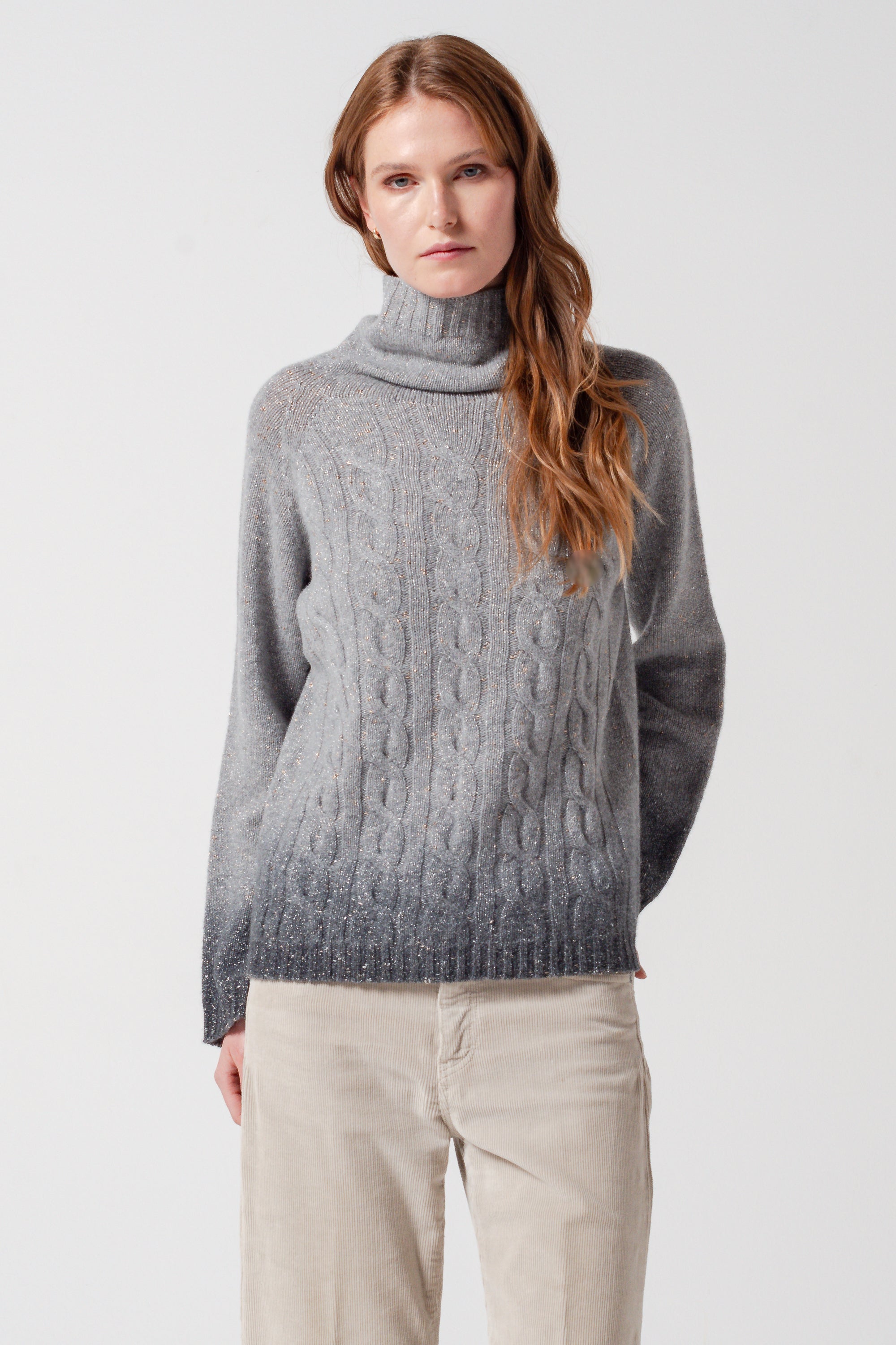 Dalton Eclissi Shades - Cable High Neck w Lurex - Luna Shaded