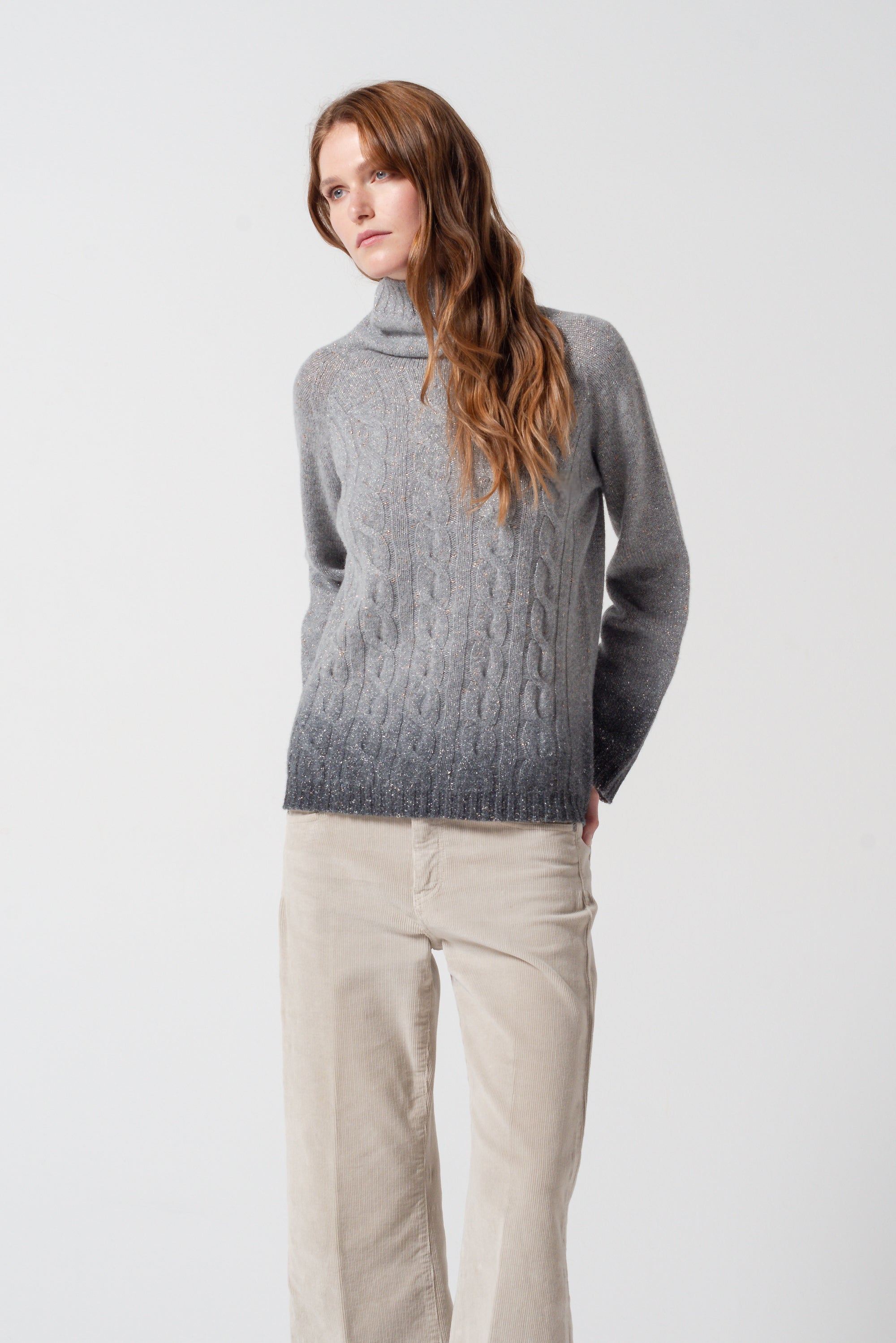 Dalton Eclissi Shades - Cable High Neck w Lurex - Luna Shaded