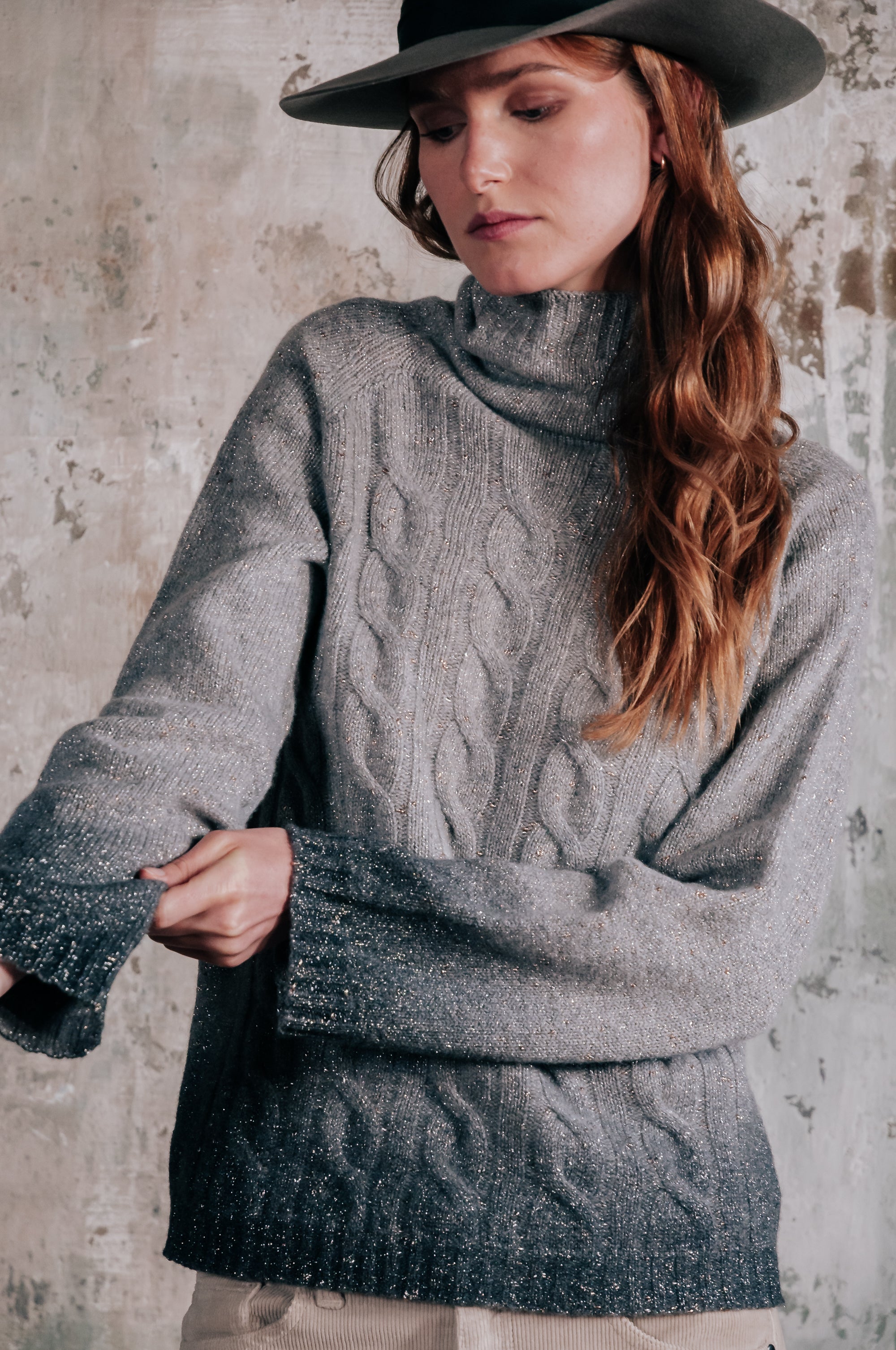 Dalton Eclissi Shades - Cable High Neck w Lurex - Luna Shaded