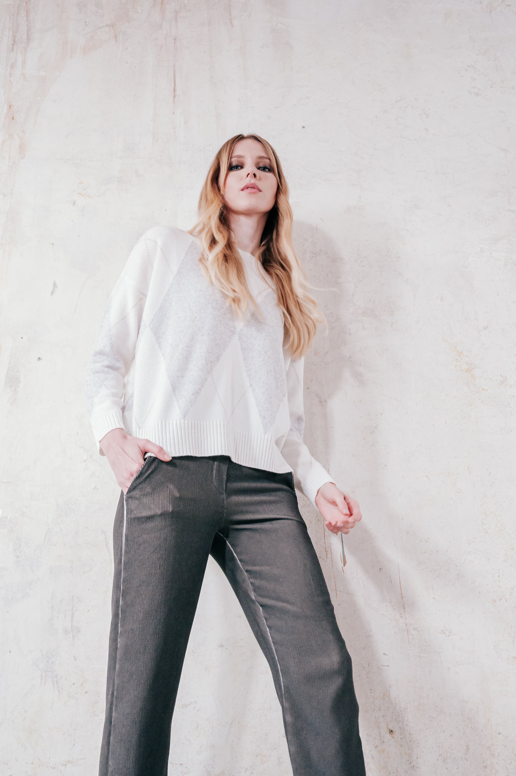 Laris Rhombus Crewneck - Granite