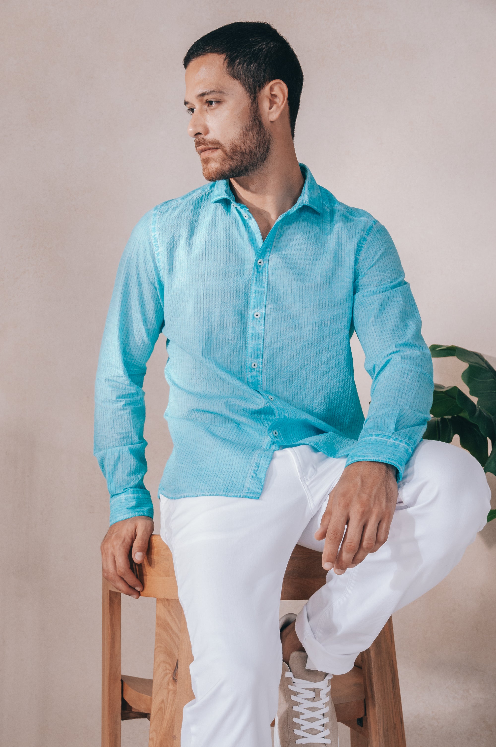 Classic Fit Cloque Shirt - Paraggi