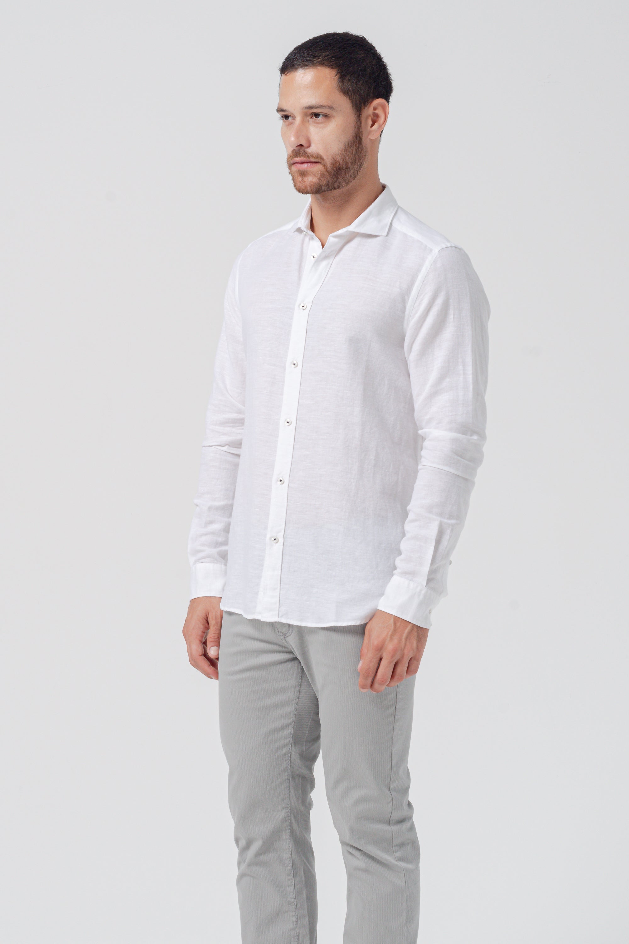 Classic Fit Linen Blend Shirt - White
