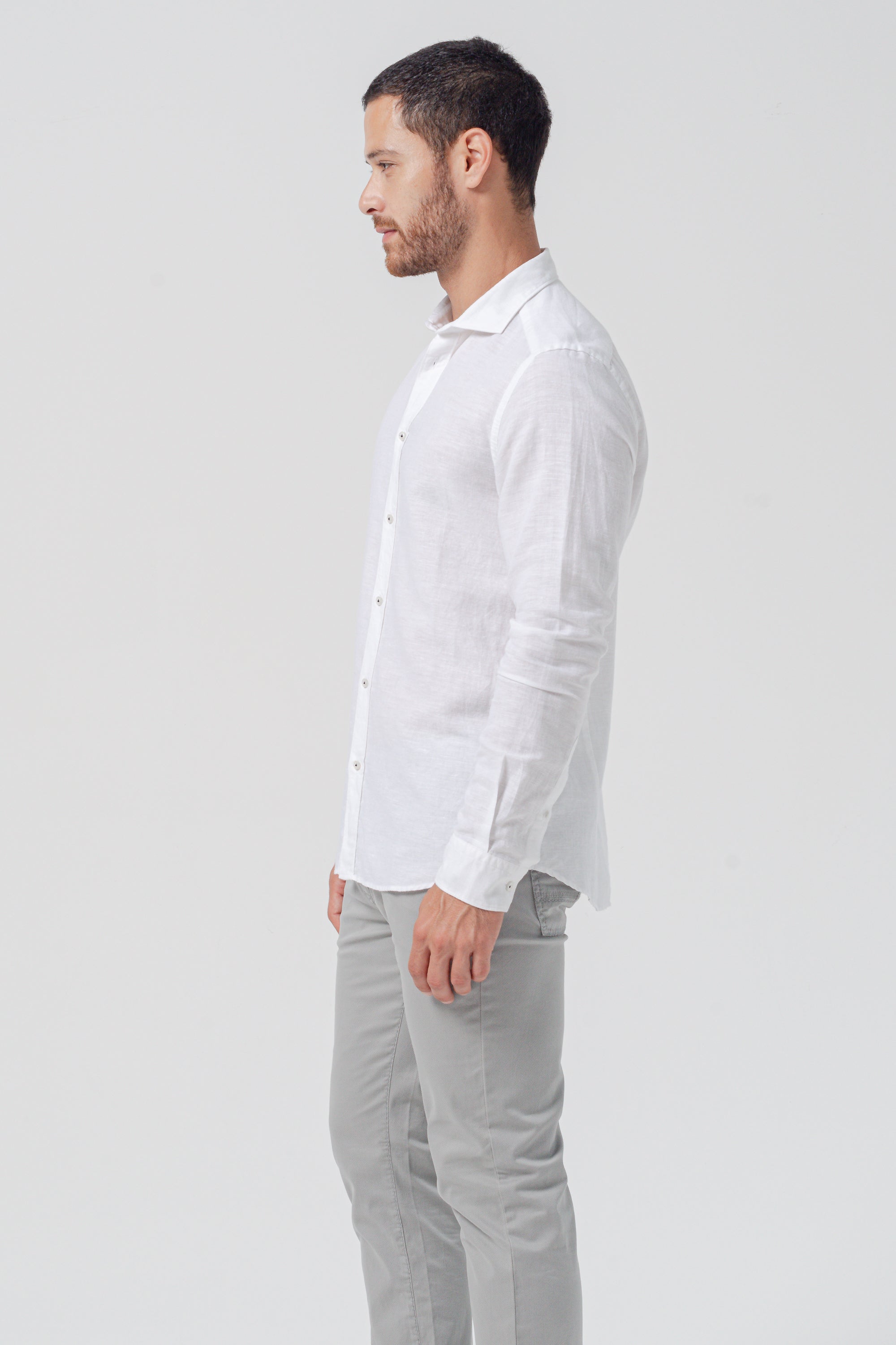 Classic Fit Linen Blend Shirt - White