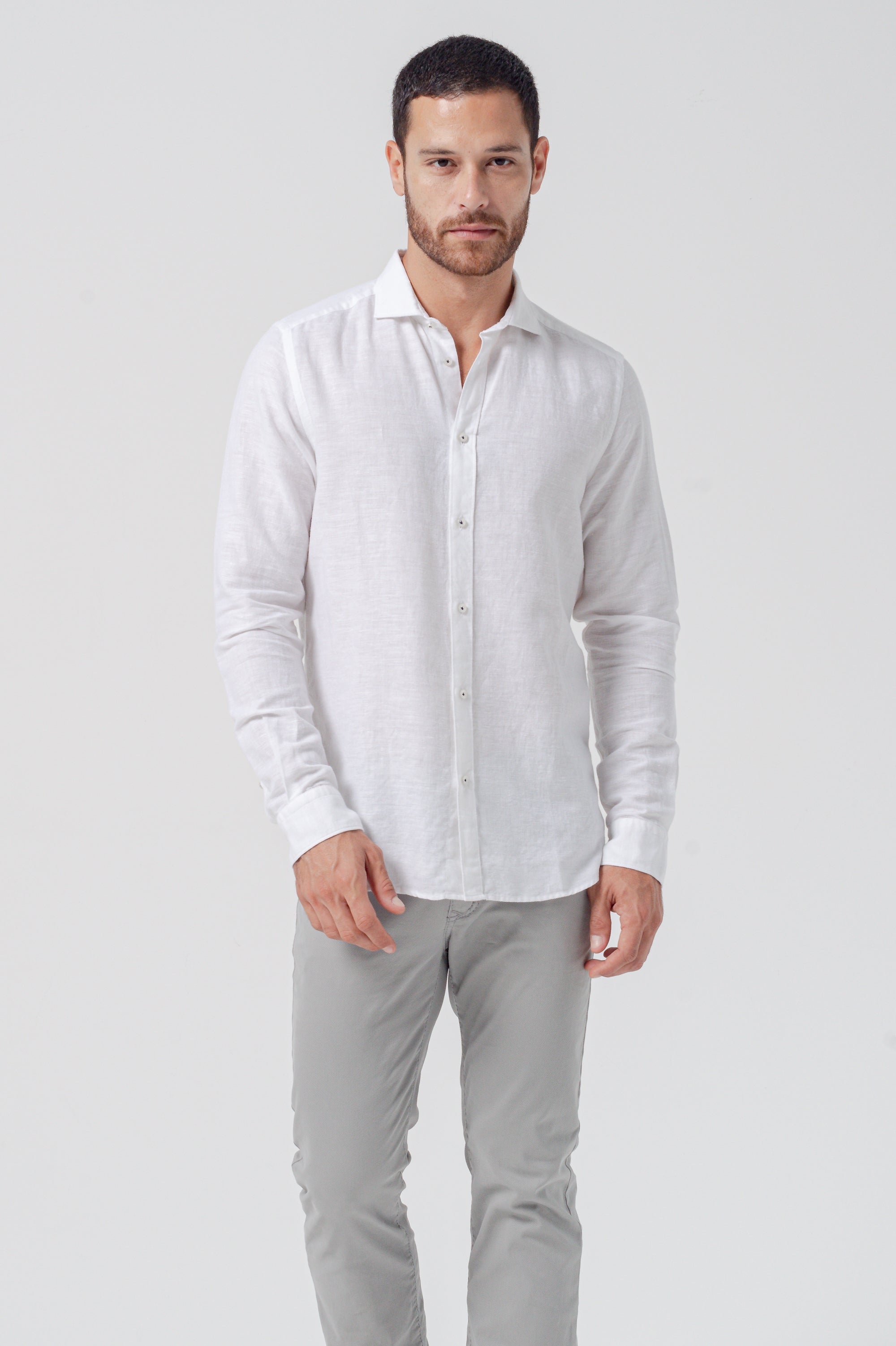 Classic Fit Linen Blend Shirt - White
