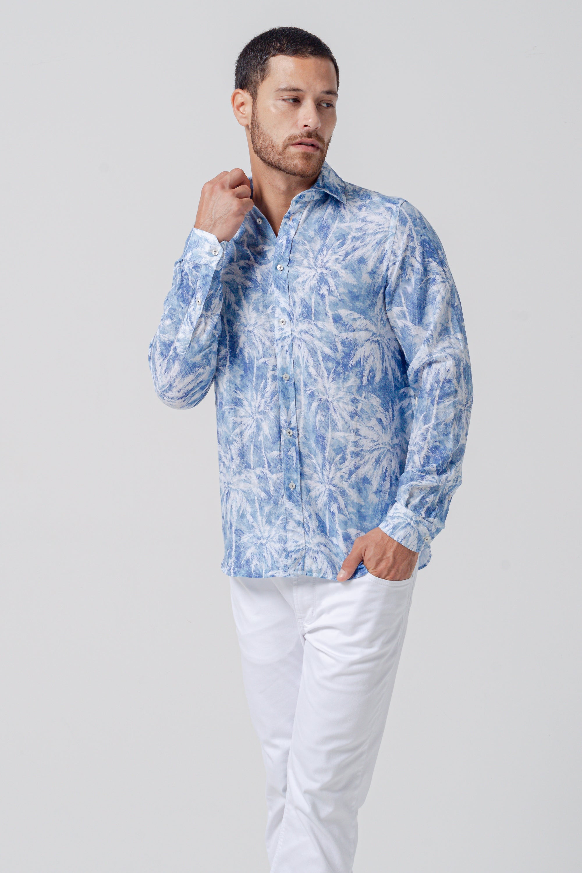 Relax Fit Palm Print Shirt - Night