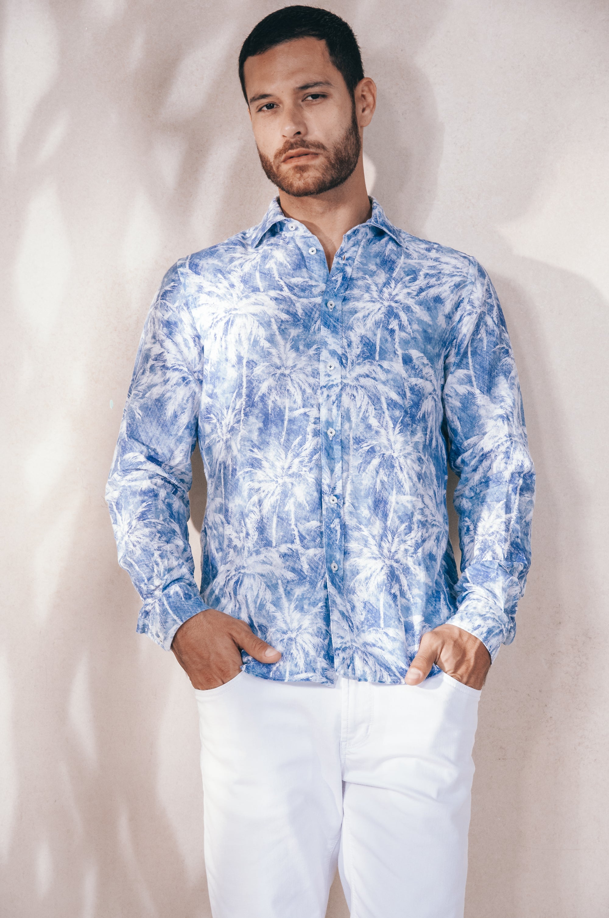 Relax Fit Palm Print Shirt - Night