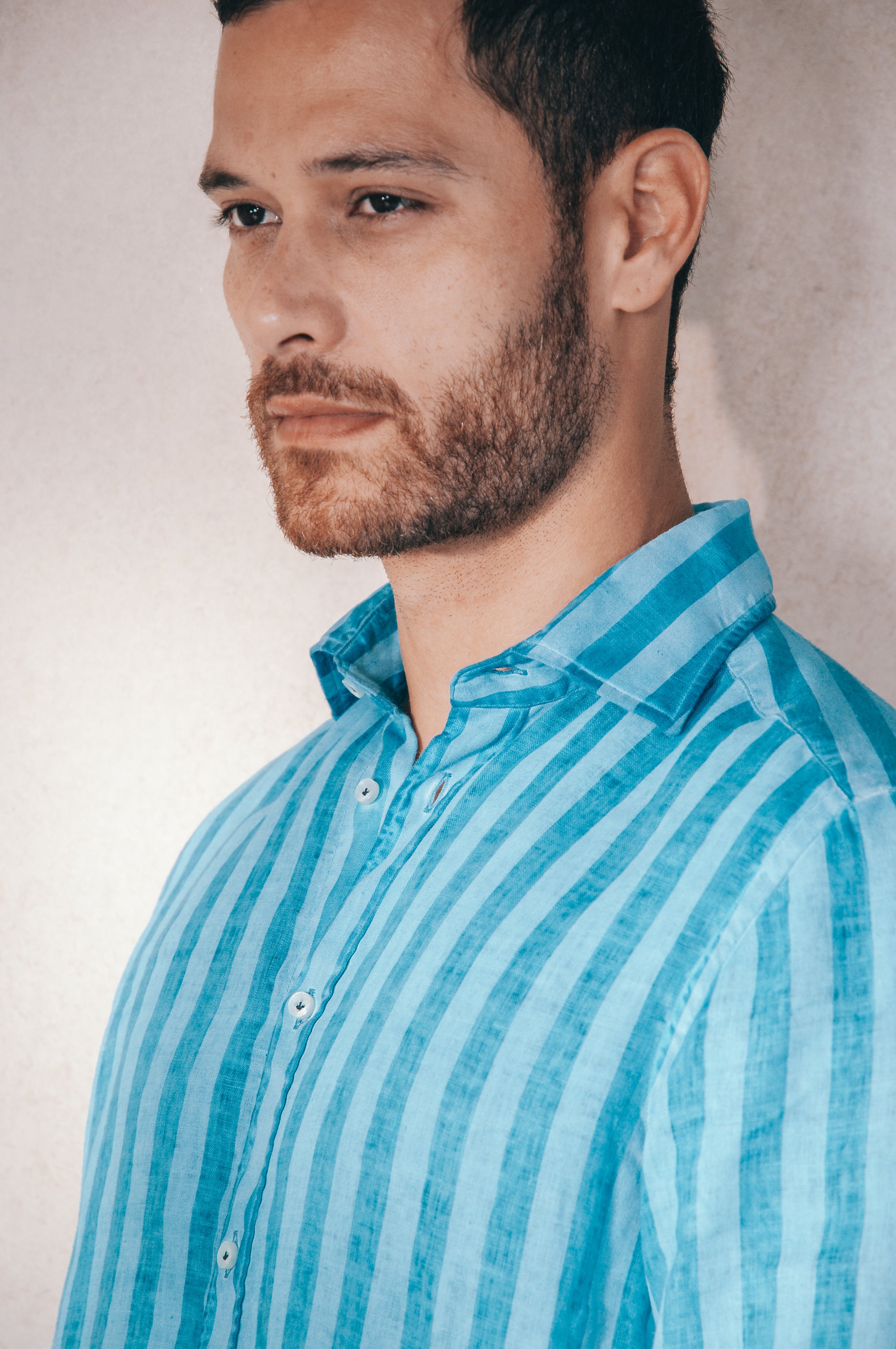 Relax Fit Striped Linen Shirt - Nettuno
