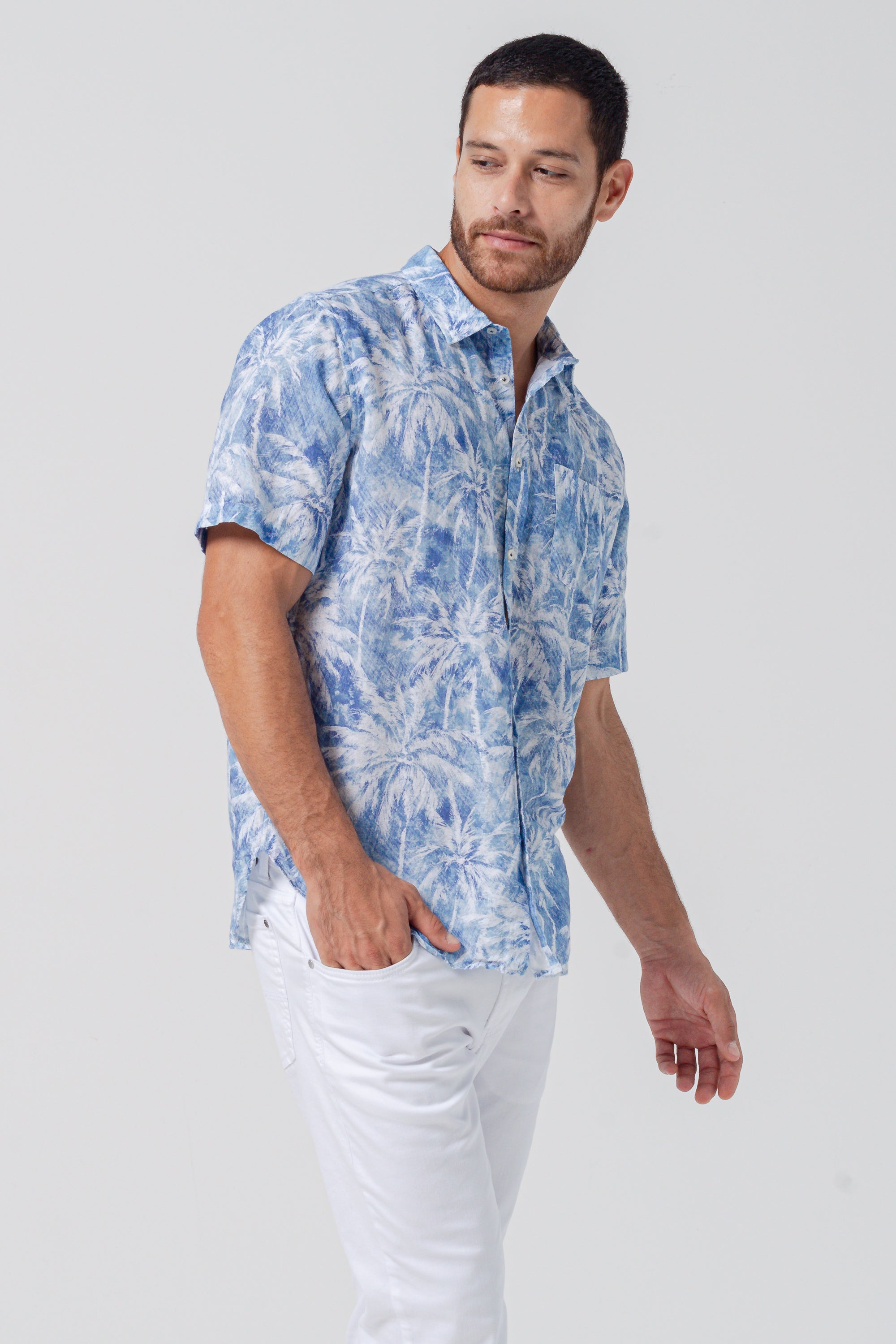 Alex Palm Print Shirt - Night