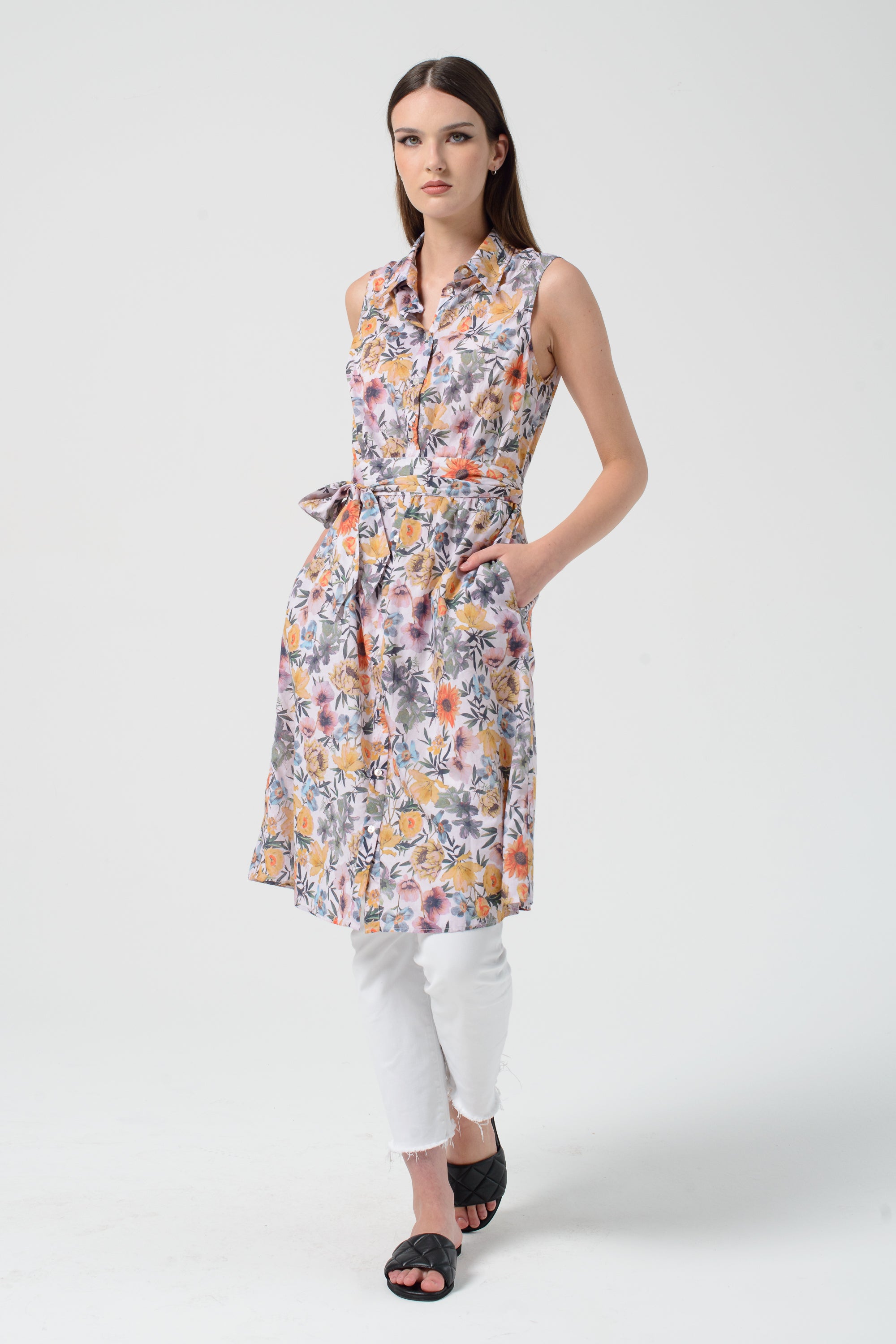 Sarah Patterned Shirtdress - Flora
