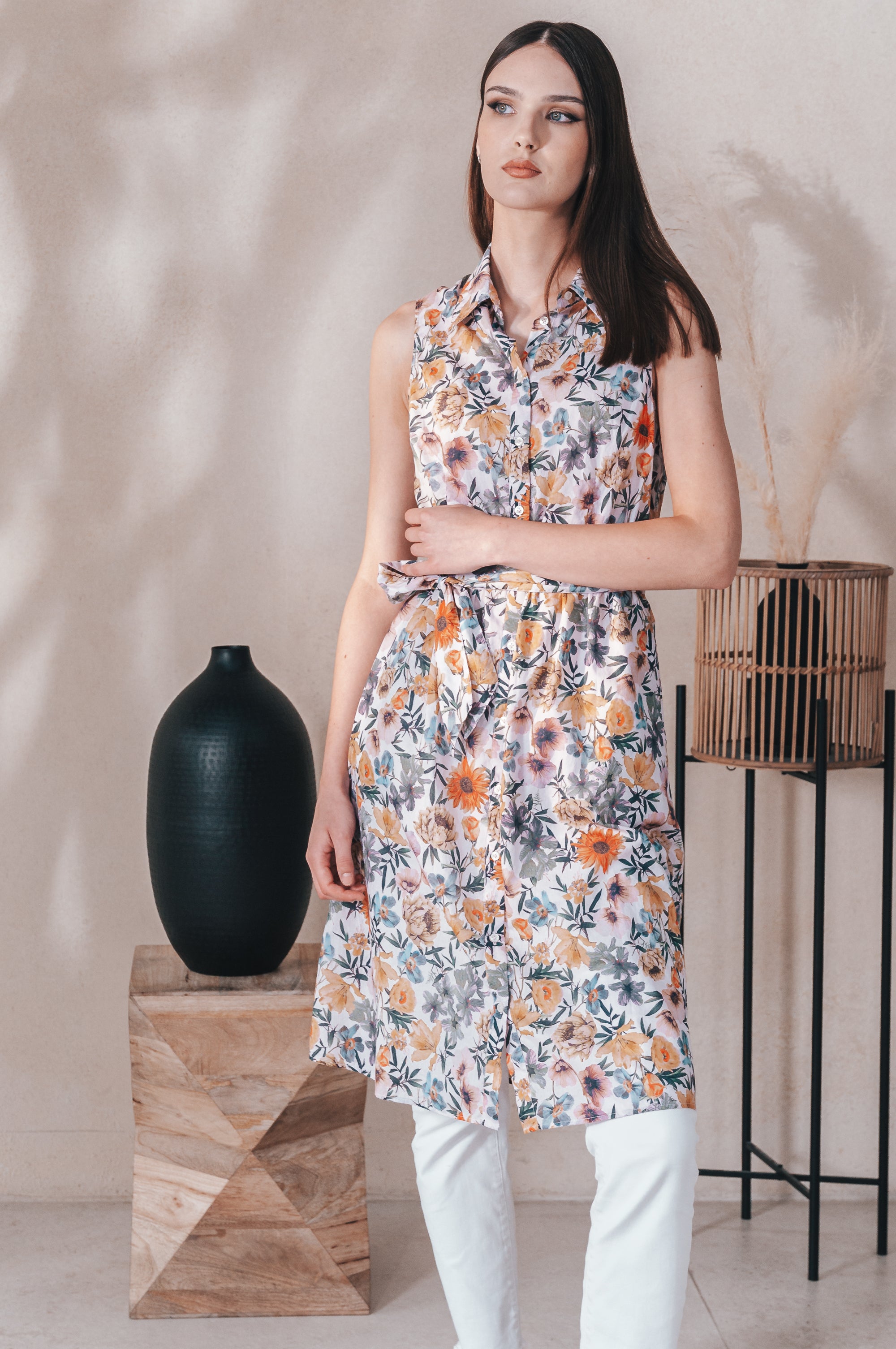 Sarah Patterned Shirtdress - Flora