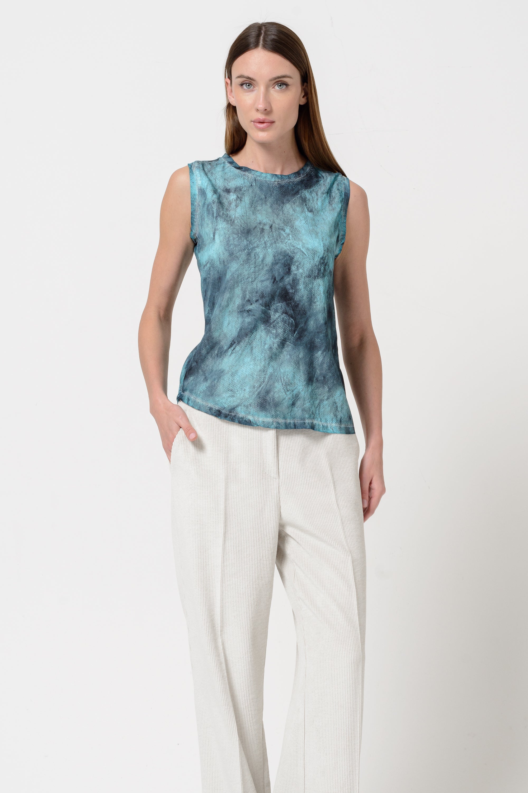 Lugana Printed Tank - Aqua