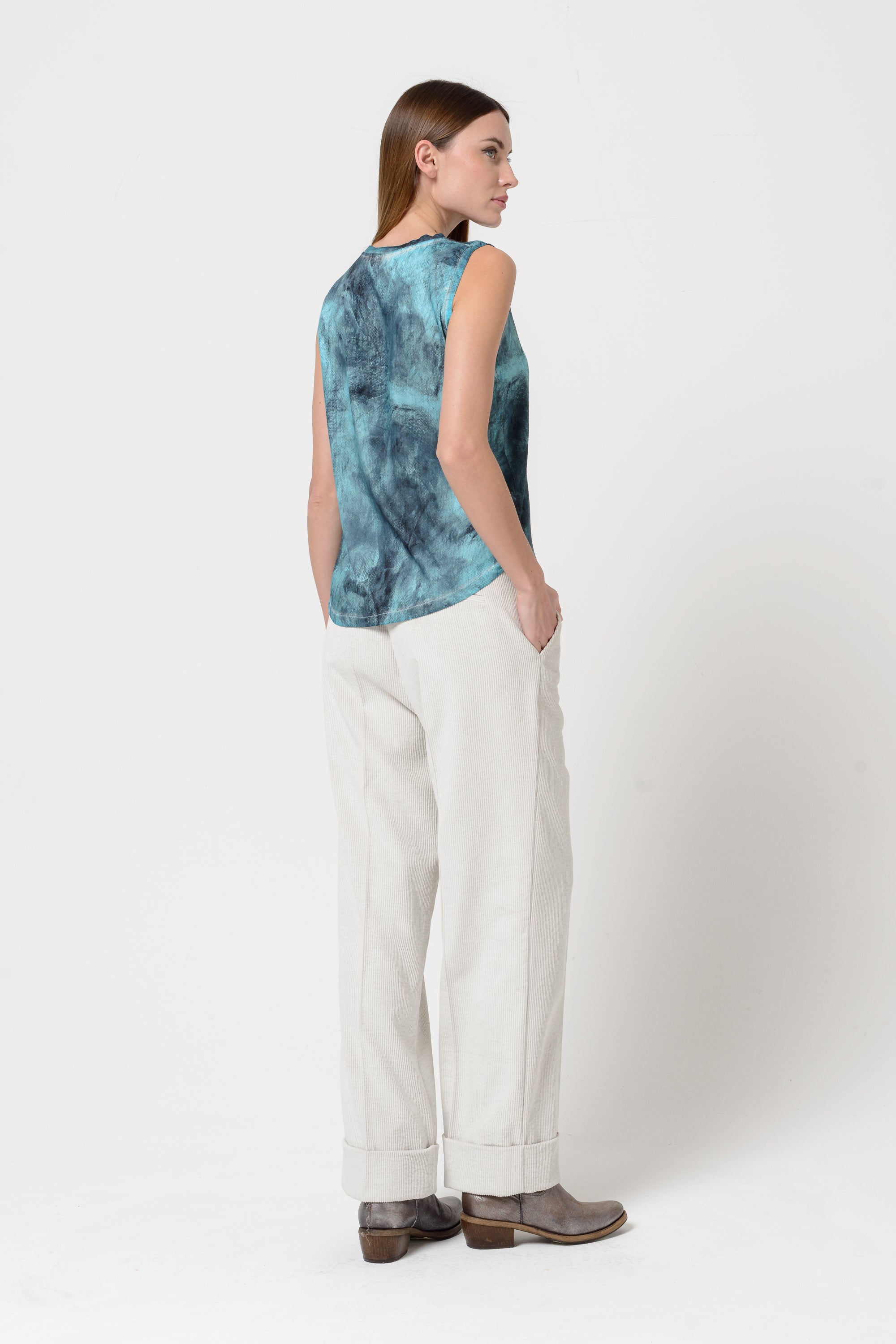 Lugana Printed Tank - Aqua