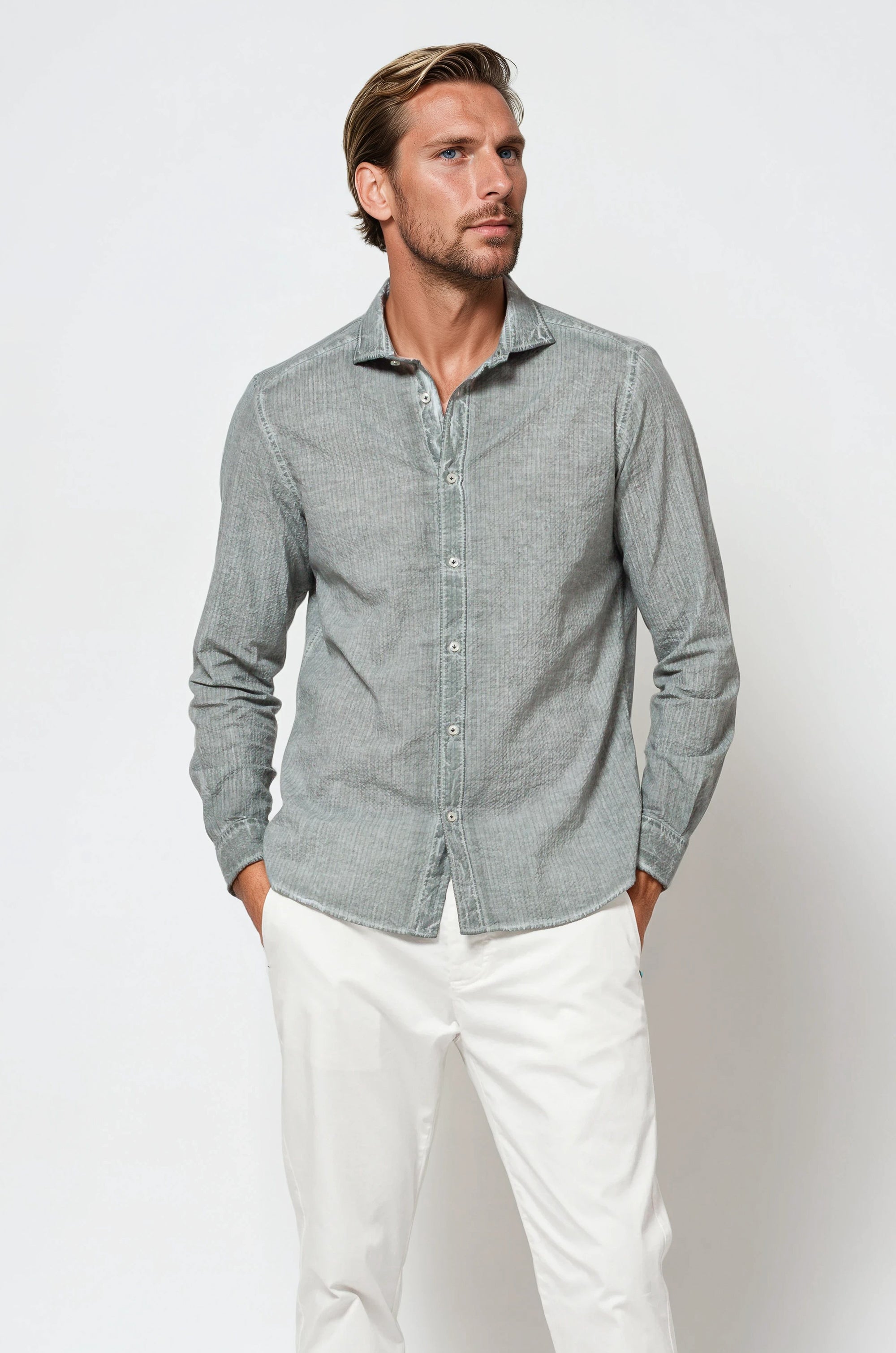 Harrison Cloque Shirt - Salvia