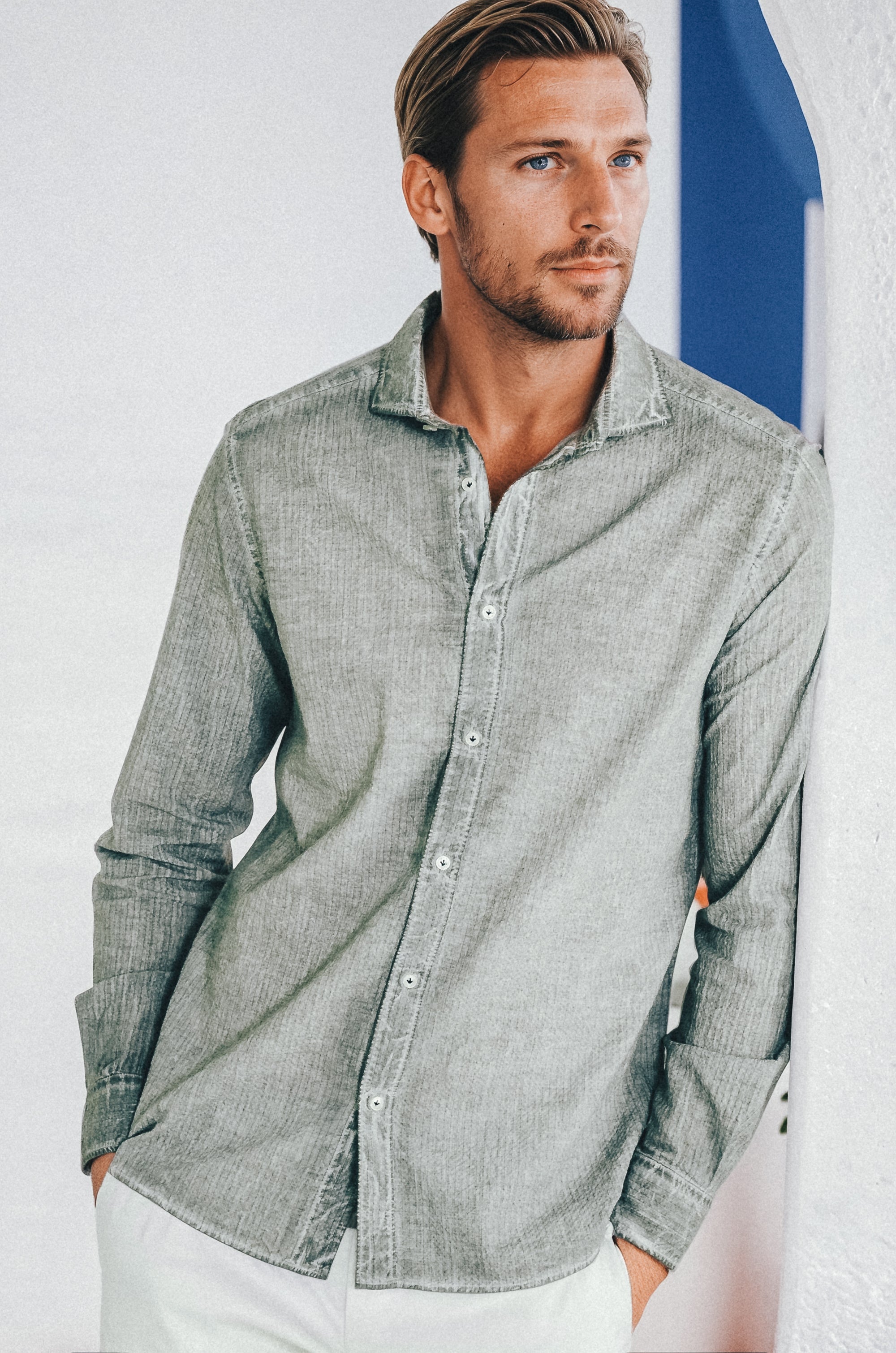 Harrison Cloque Shirt - Salvia