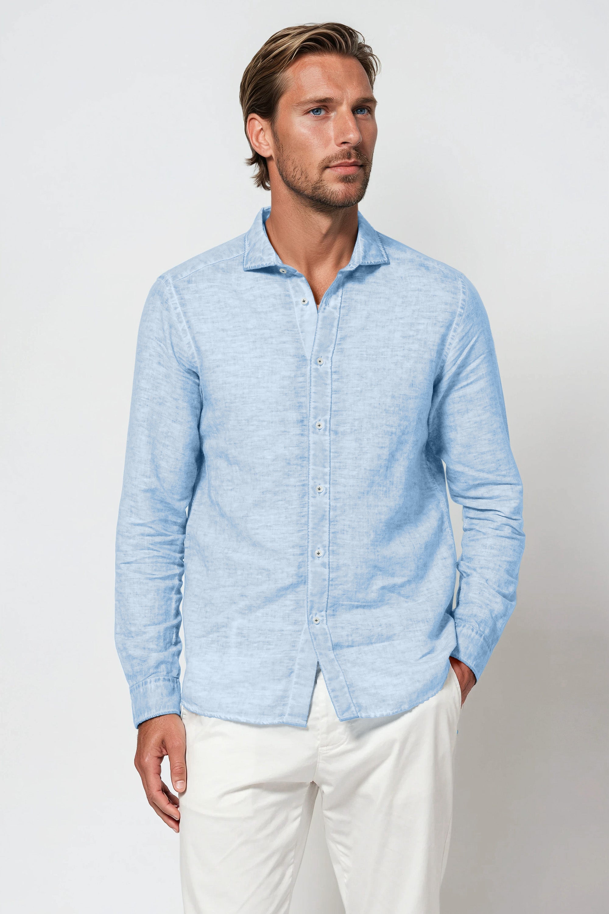 Harrison Linen Blend Shirt - Santorini