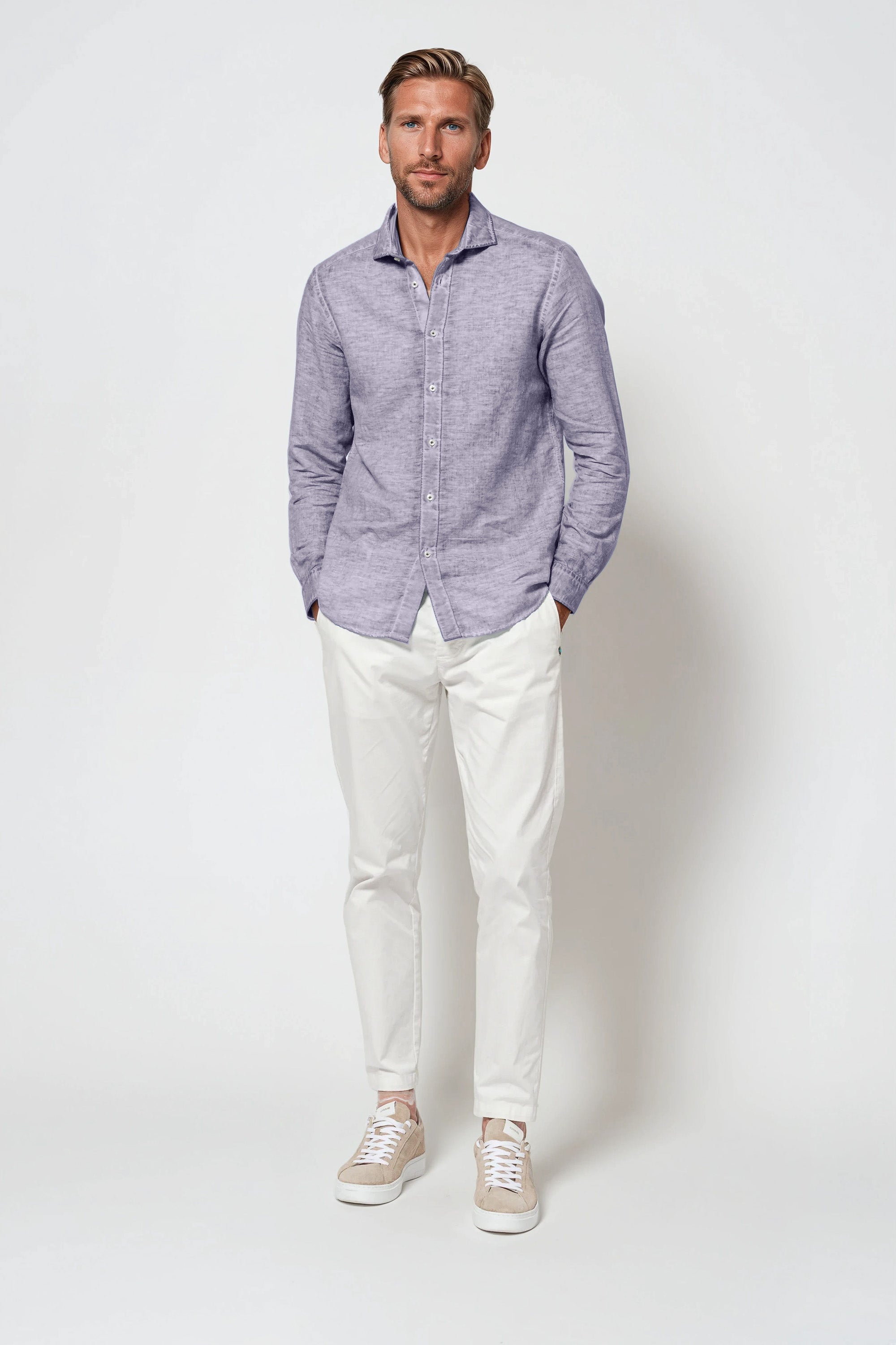 Harrison Linen Blend Shirt - Lavanda