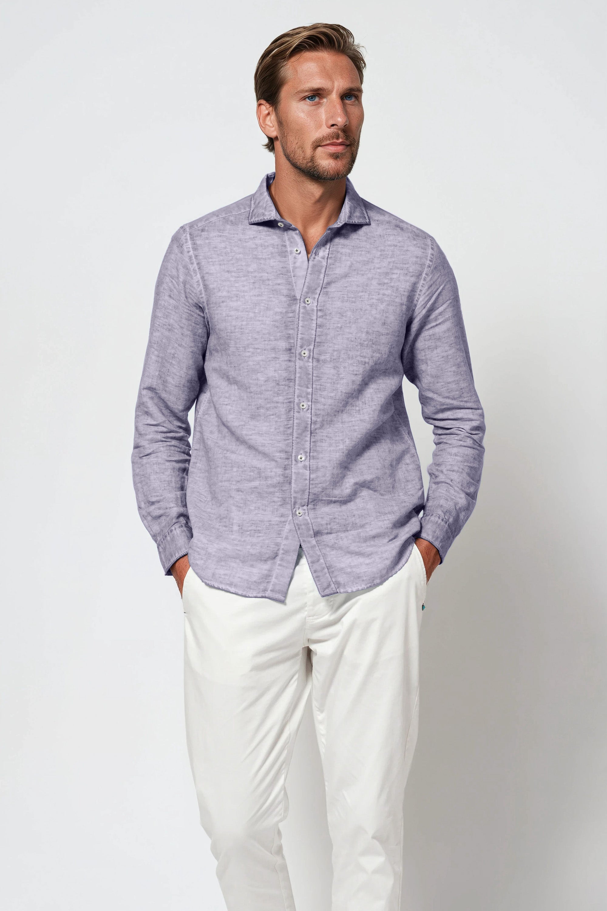 Harrison Linen Blend Shirt - Lavanda