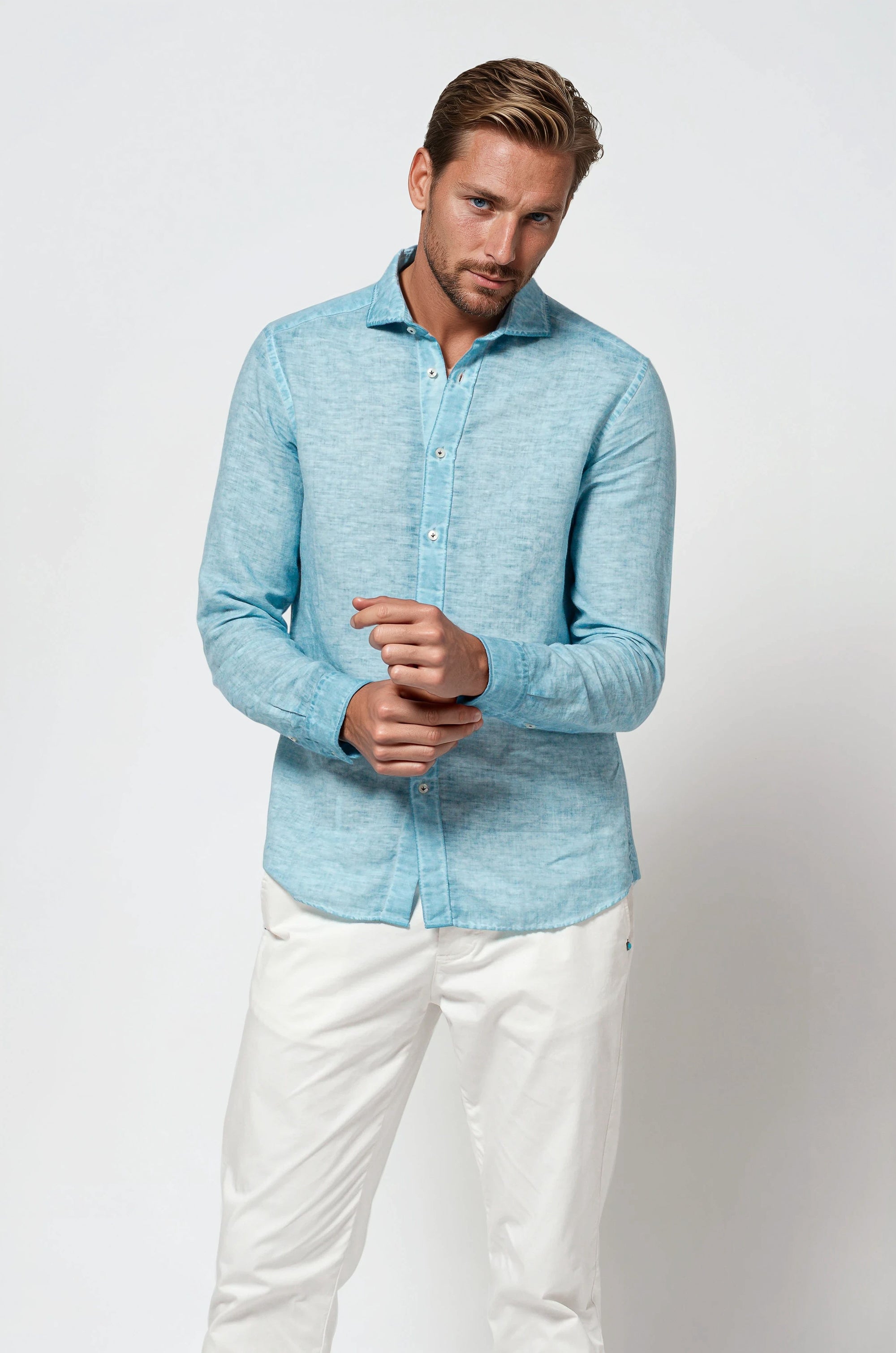 Harrison Linen Blend Shirt - Egeo