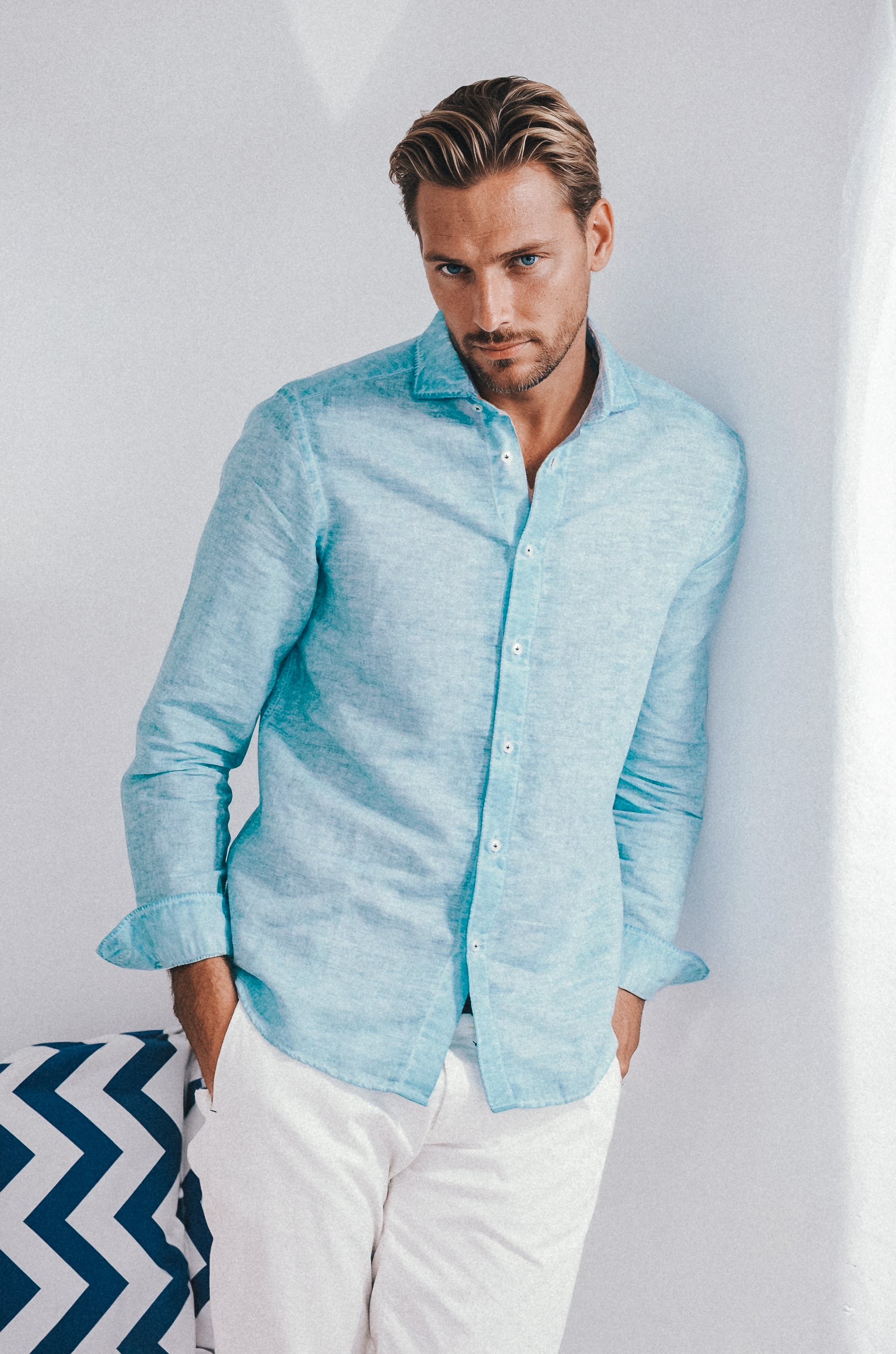 Harrison Linen Blend Shirt - Egeo