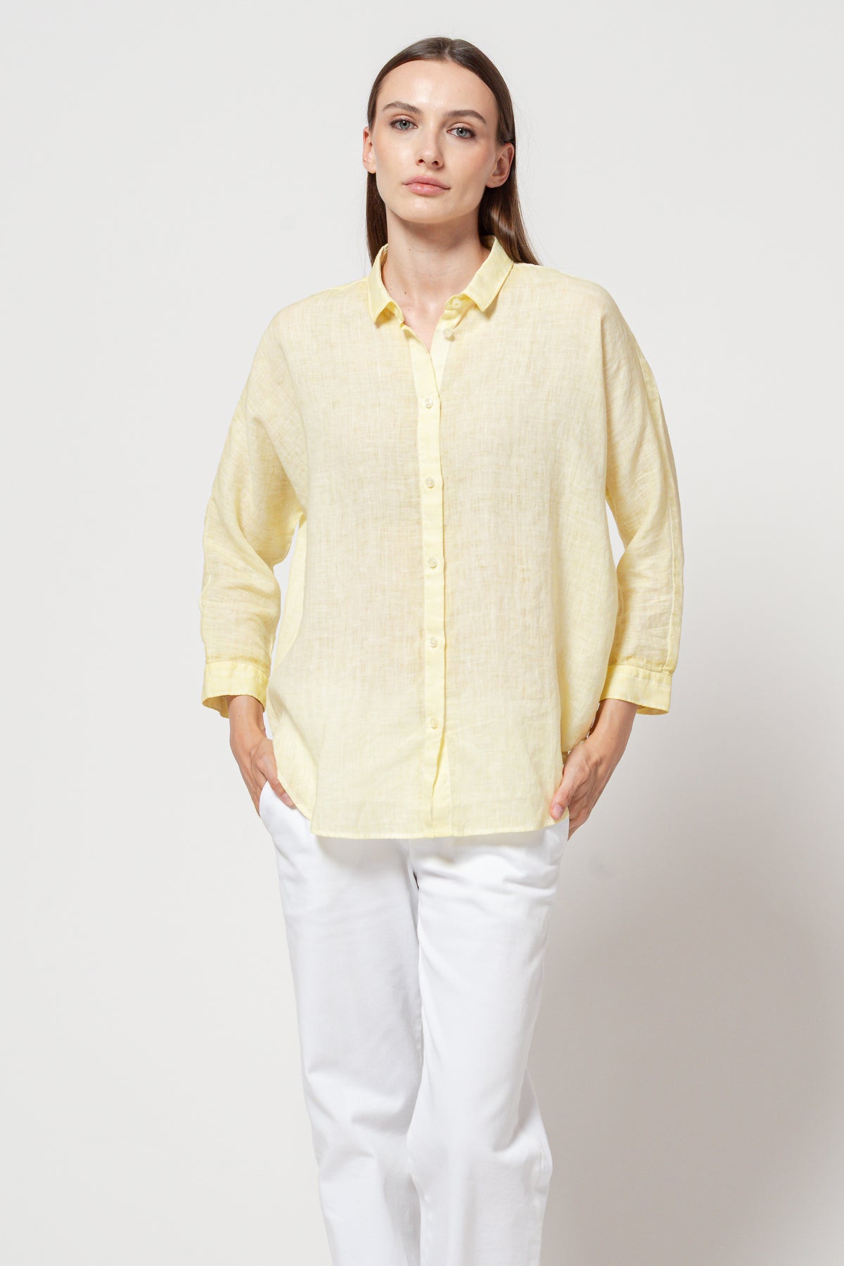 Allie Linen Blouse - Canary