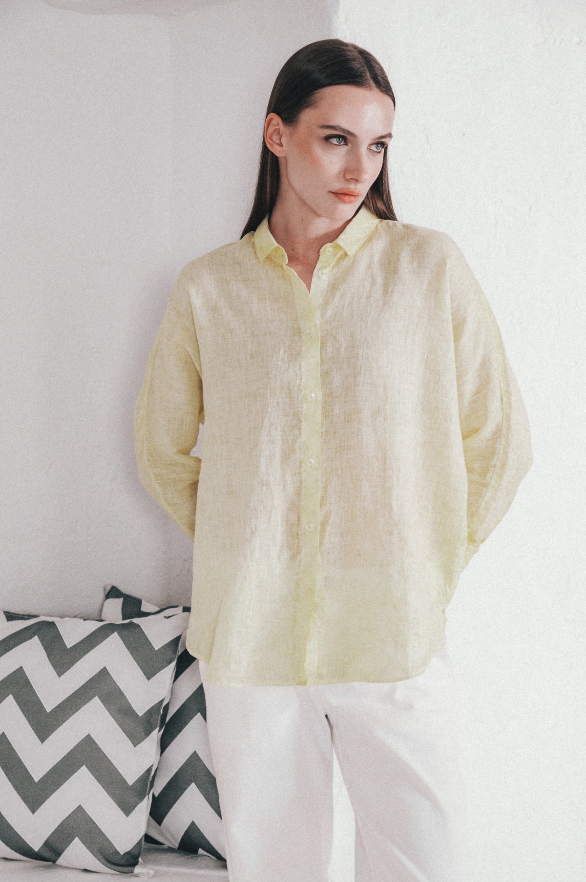 Allie Linen Blouse - Canary