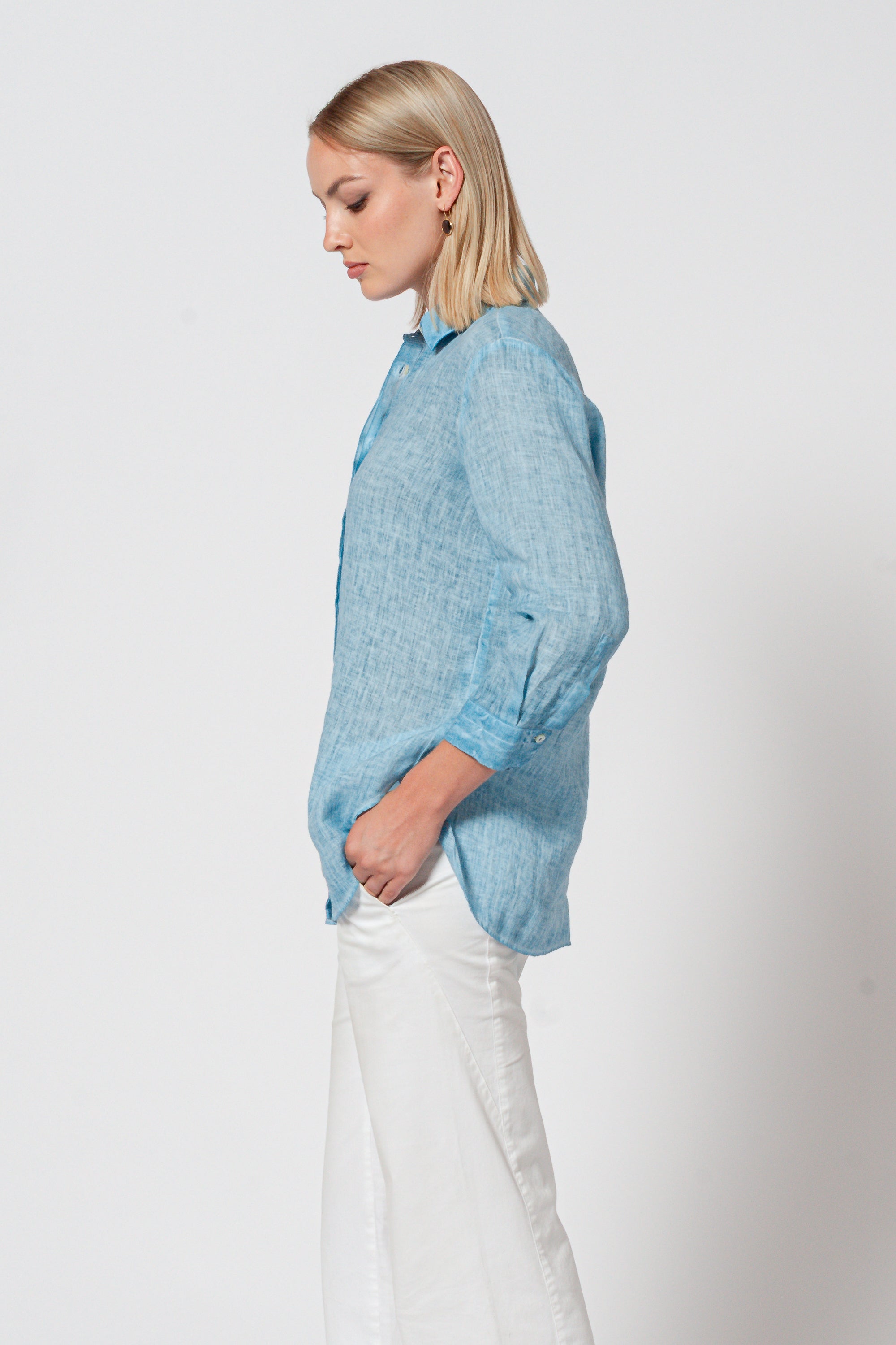 Augustina Linen Shirt - Egeo