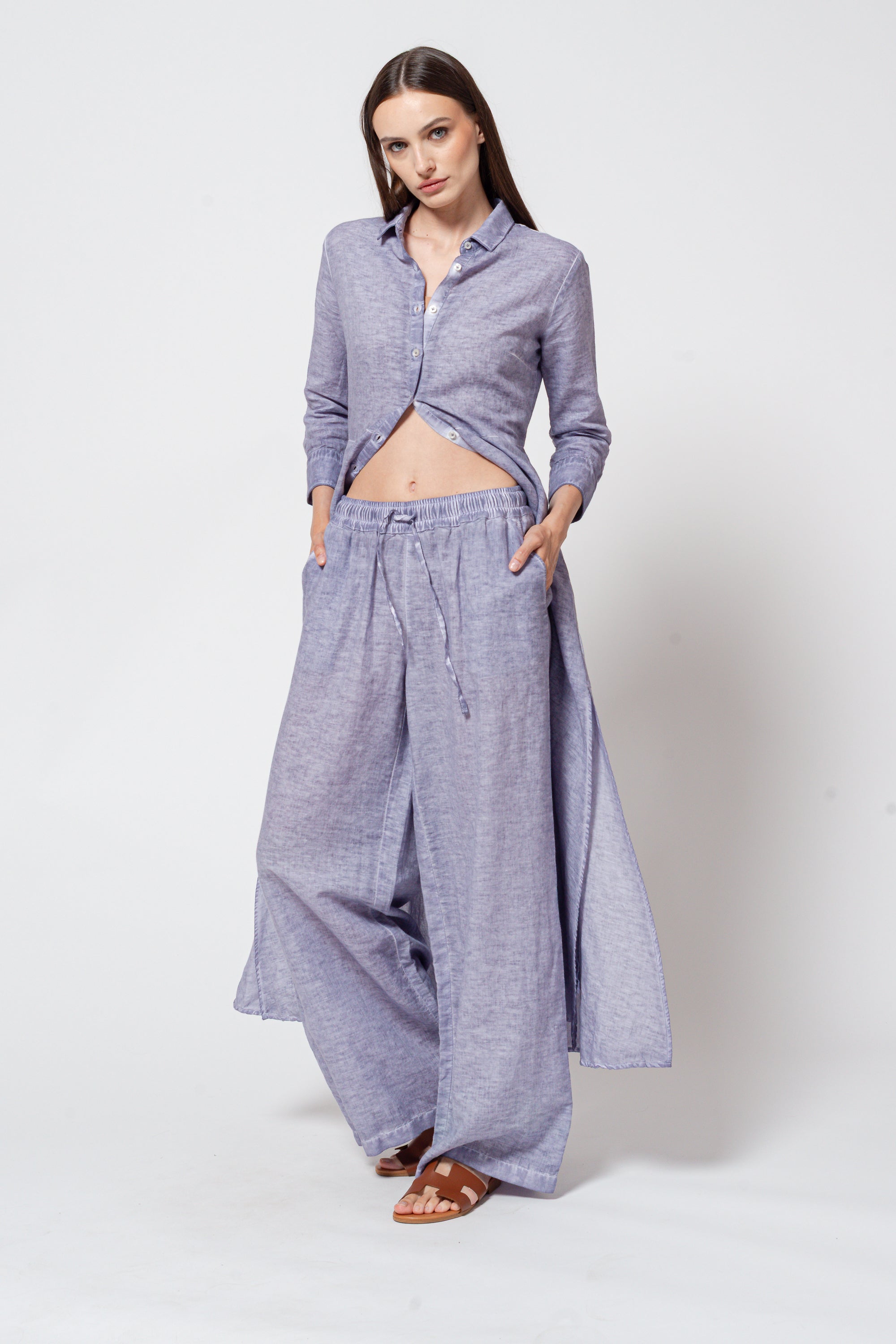 Billow Linen Blend Slacks - Lavanda