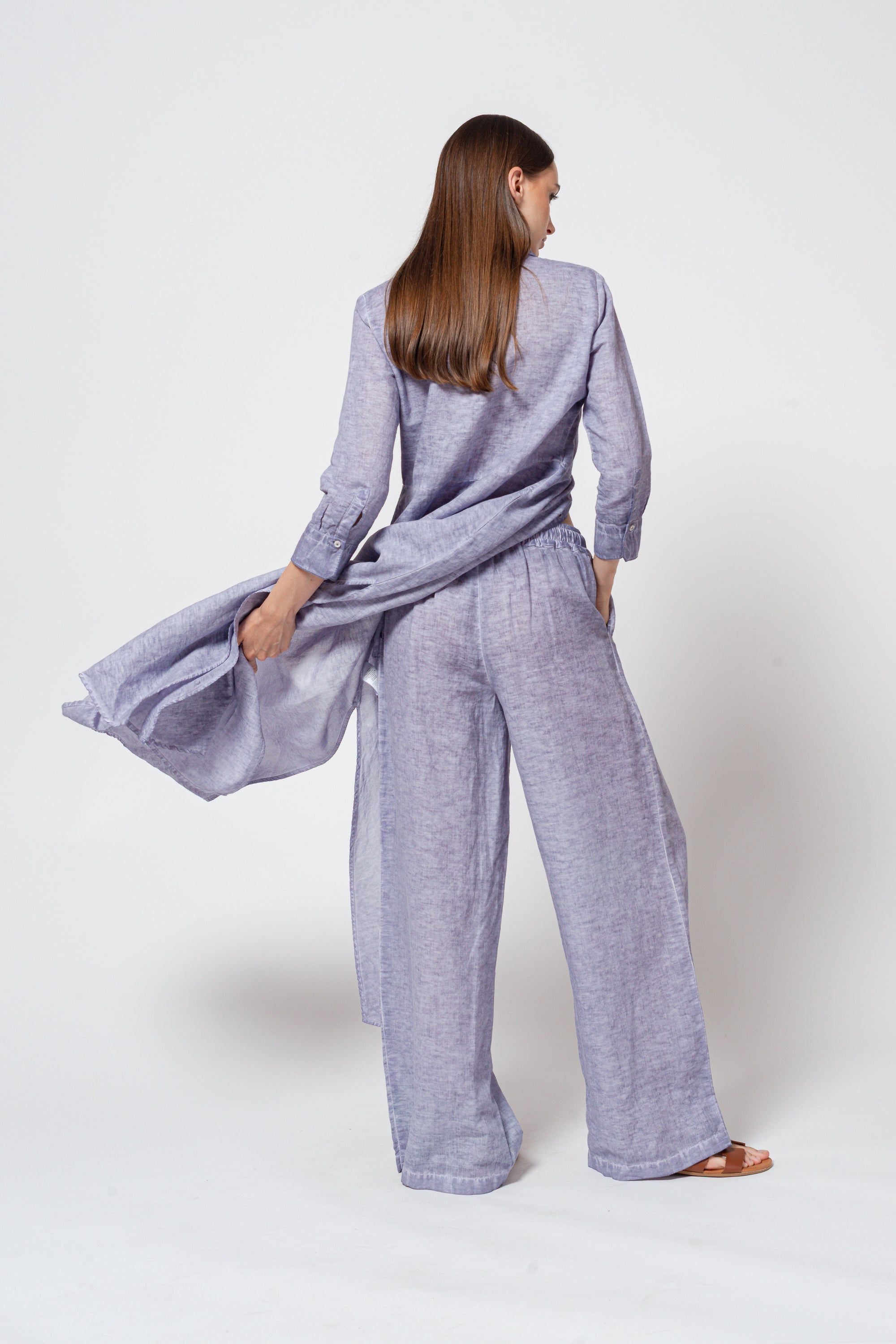 Billow Linen Blend Slacks - Lavanda