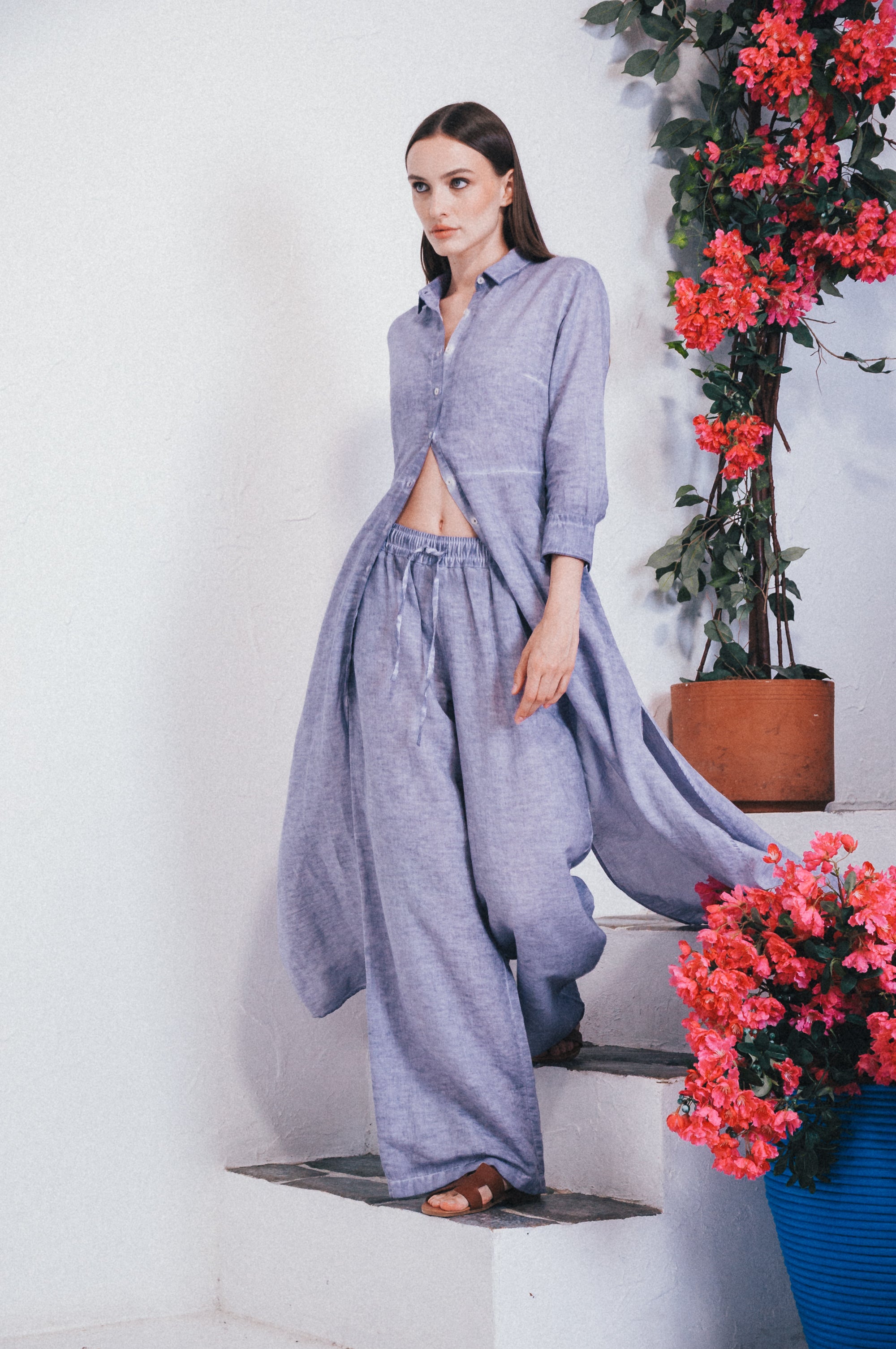 Billow Linen Blend Slacks - Lavanda