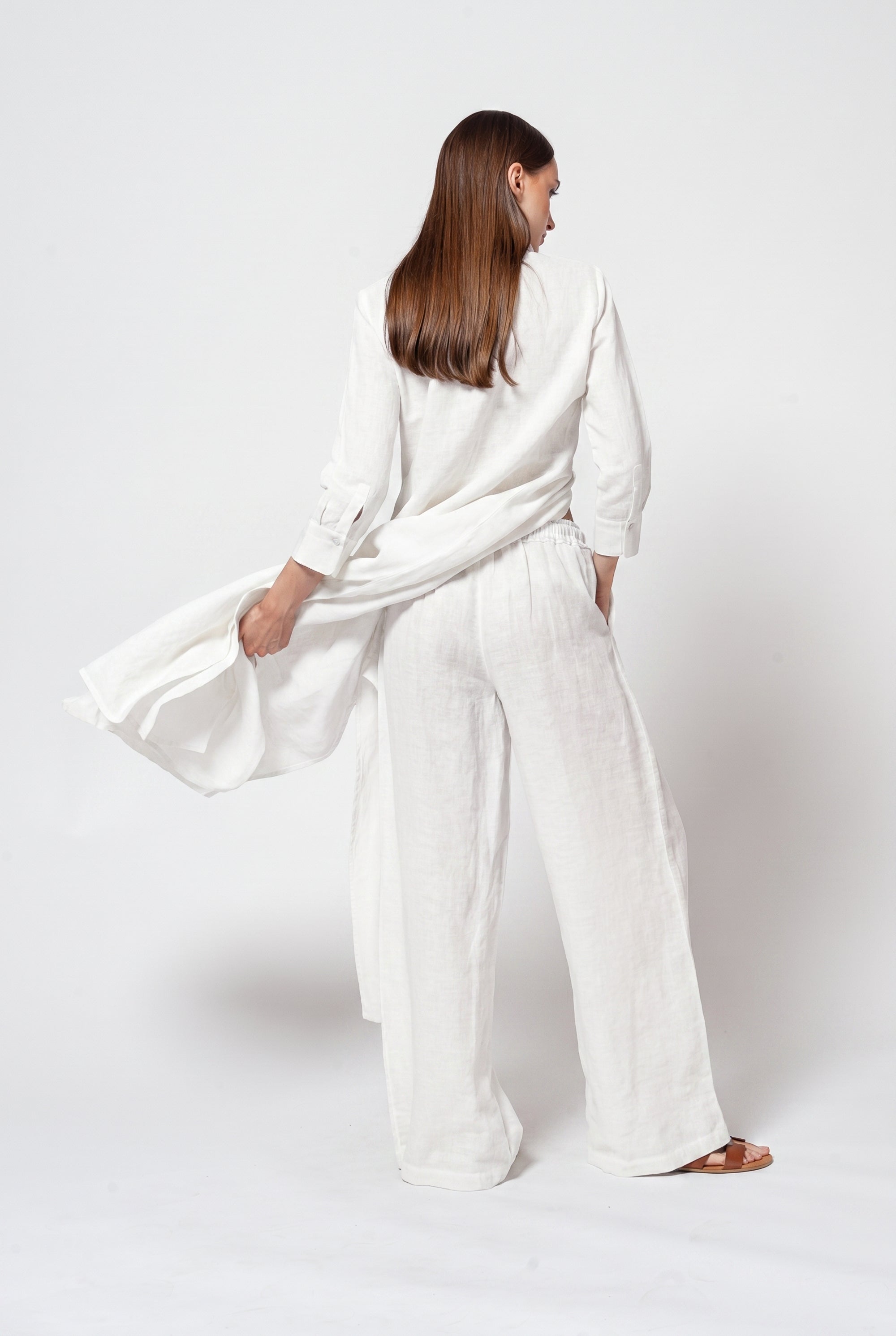 Billow Linen Blend Slacks - White