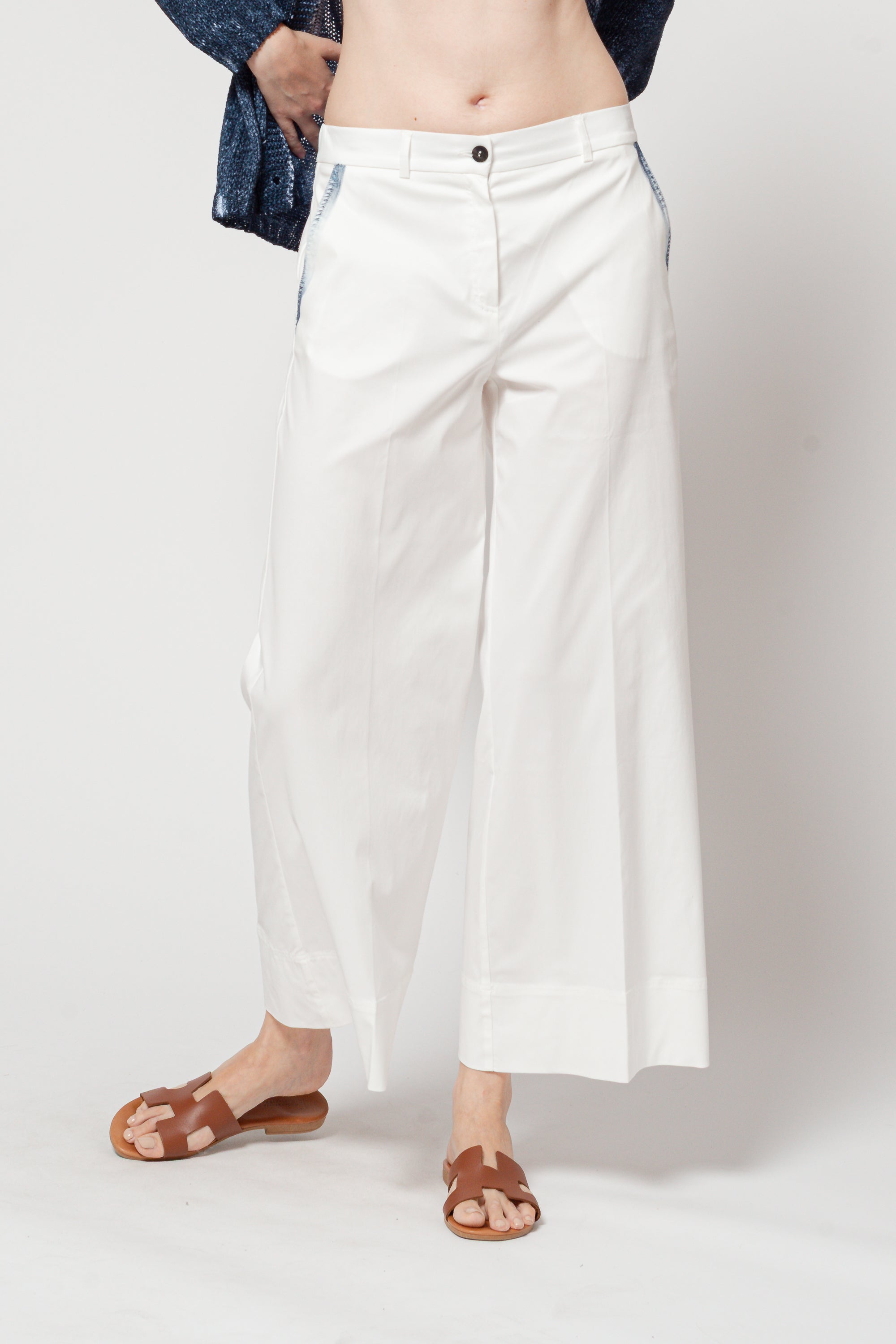 Adelina Painted Pants - White