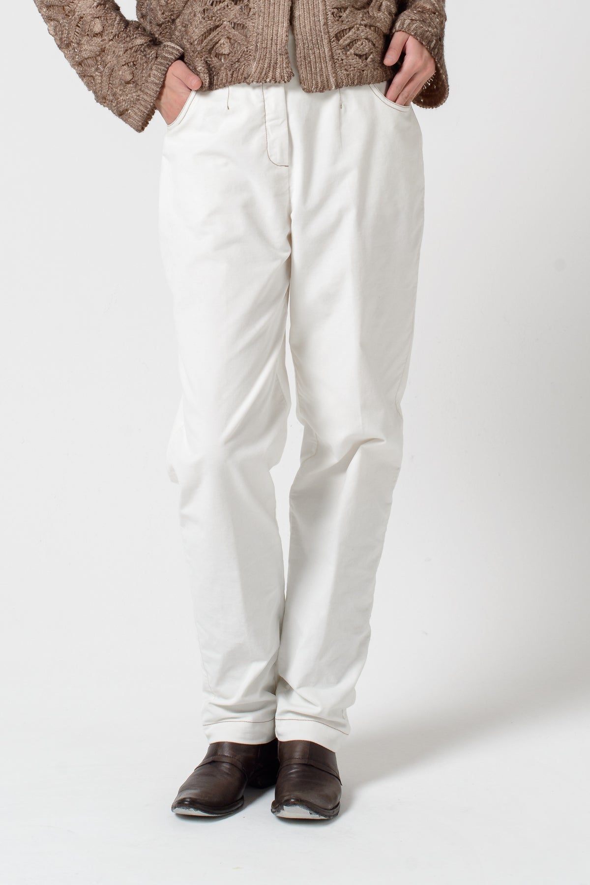 Frida Cotton Velvet Pants - White