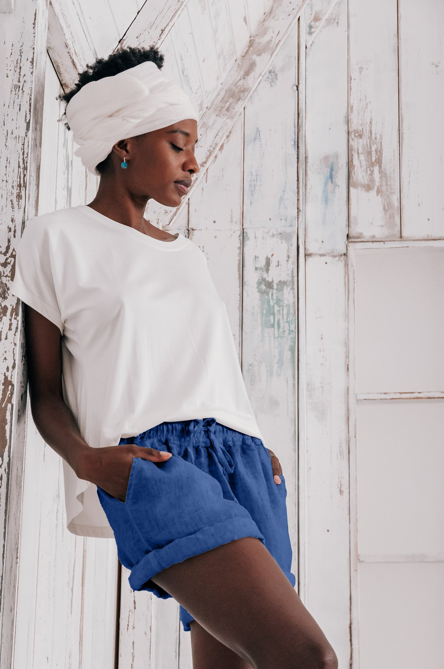 Linen Shorts - Pacific