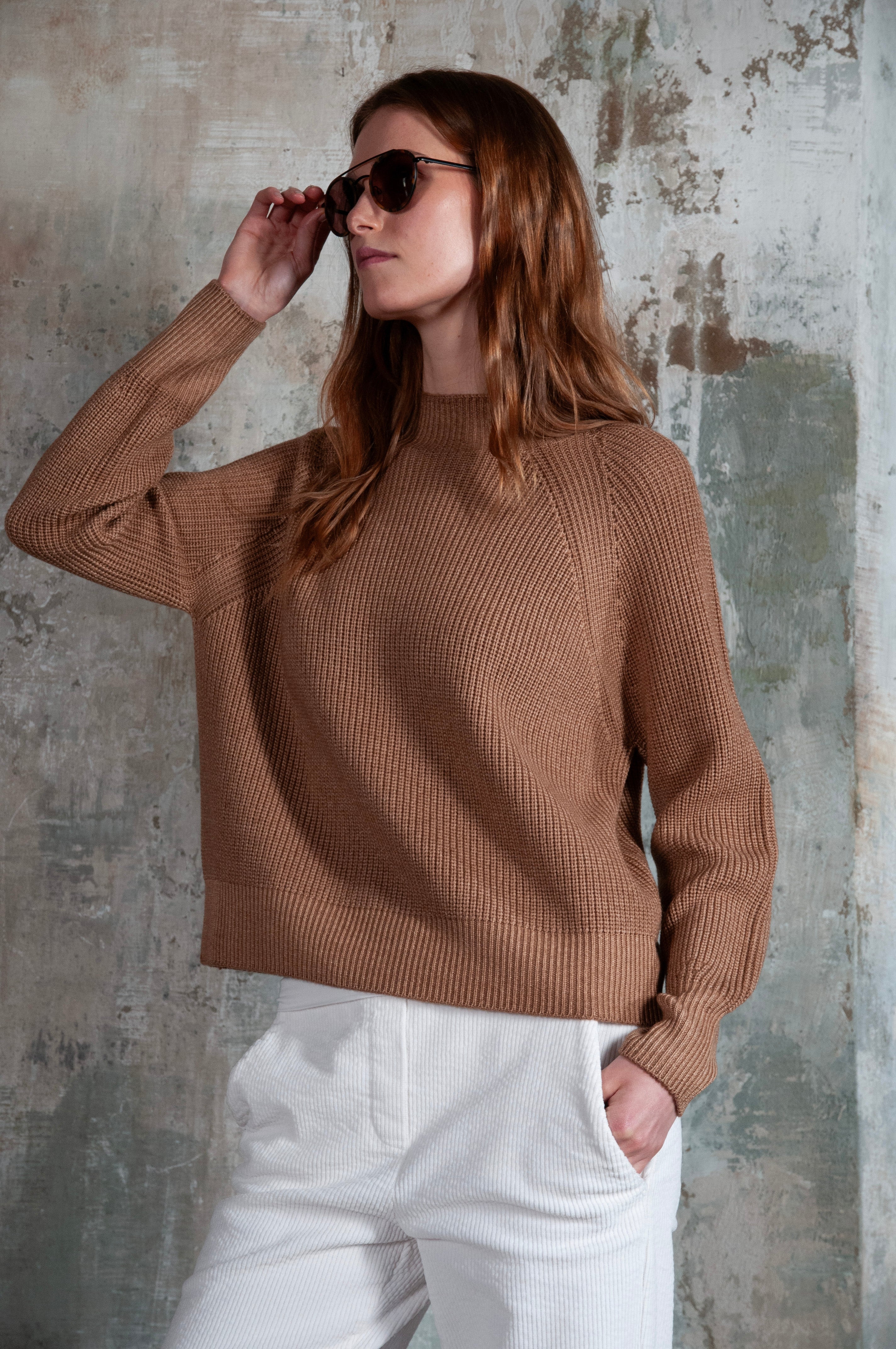 Lybster Ribbed Crewneck - Terra