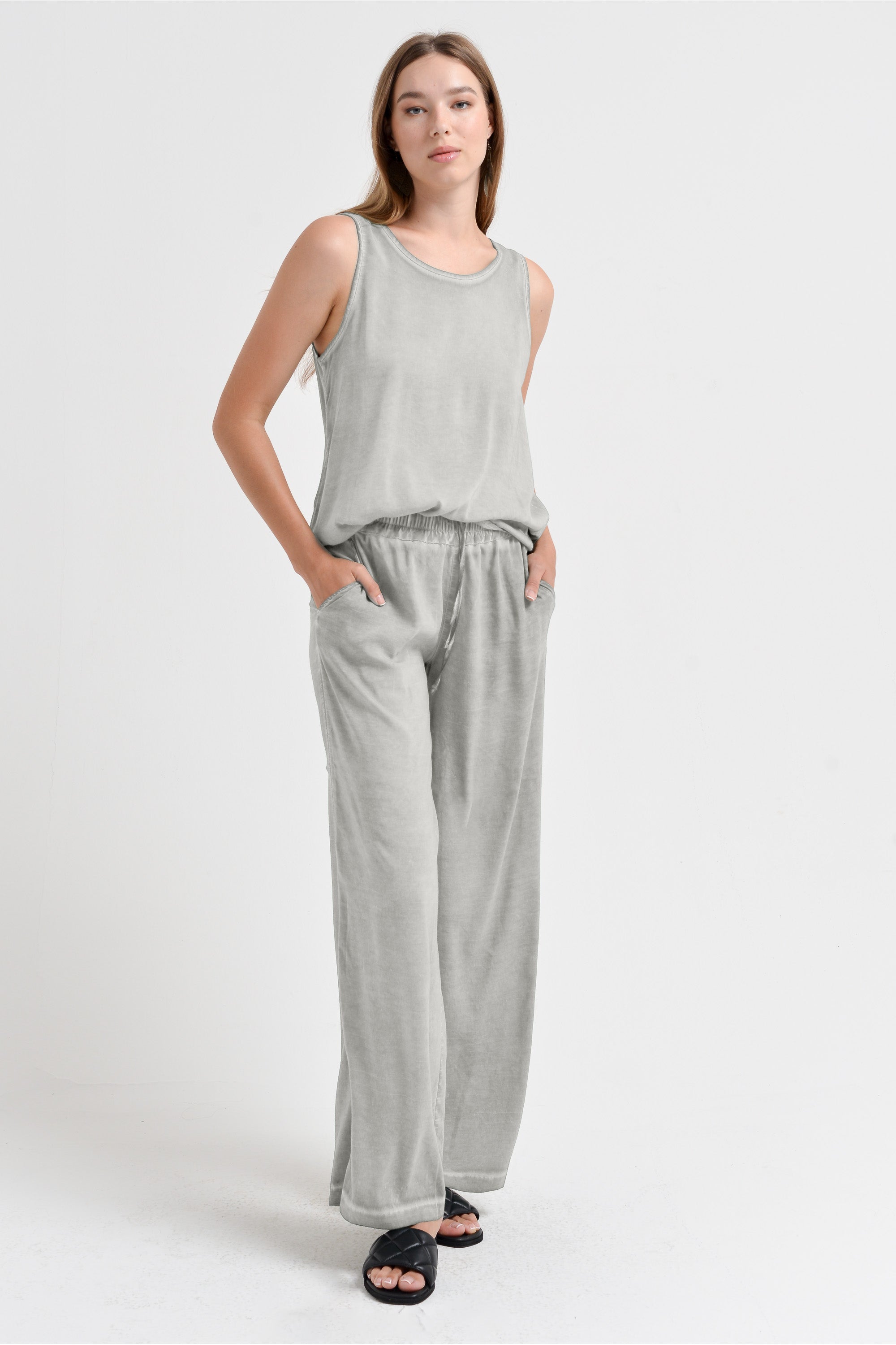 Billow Viscose Slacks - Platino